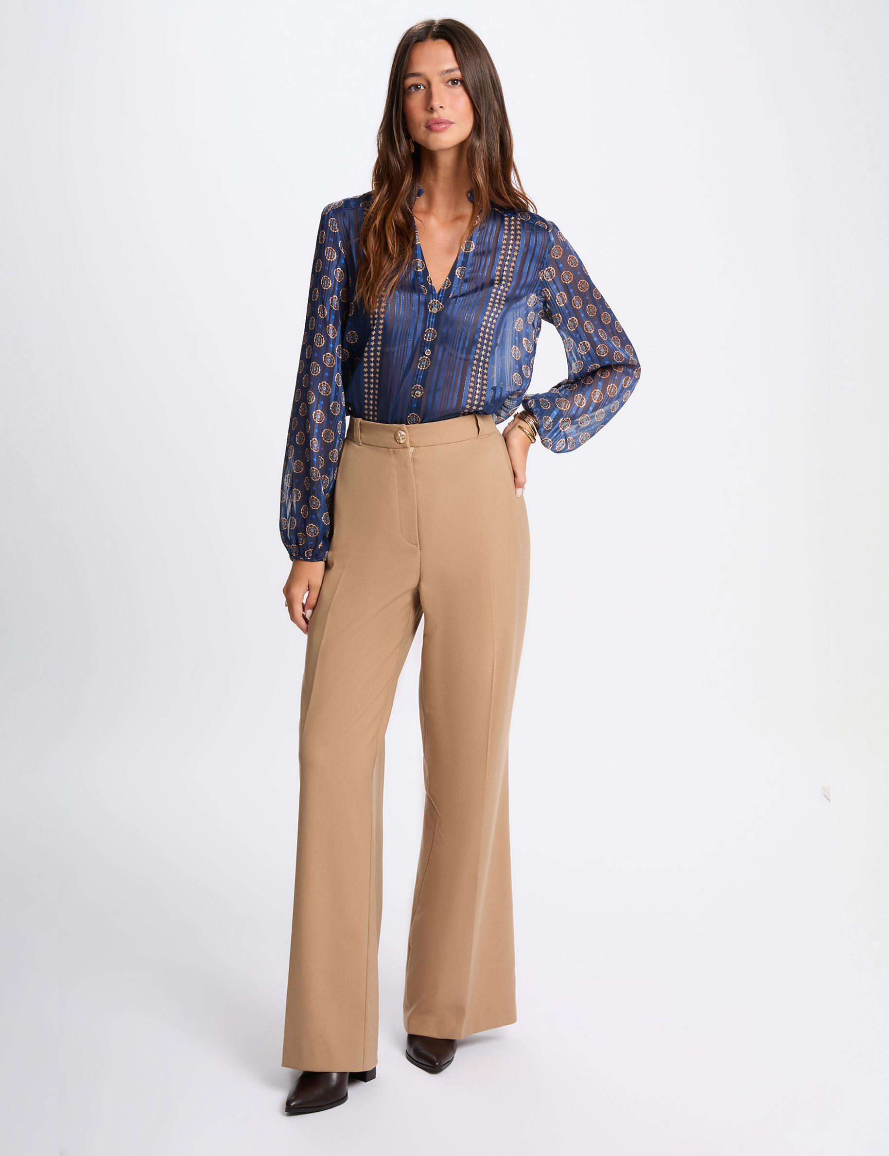 Chemise fluide imprimée multicolore femme