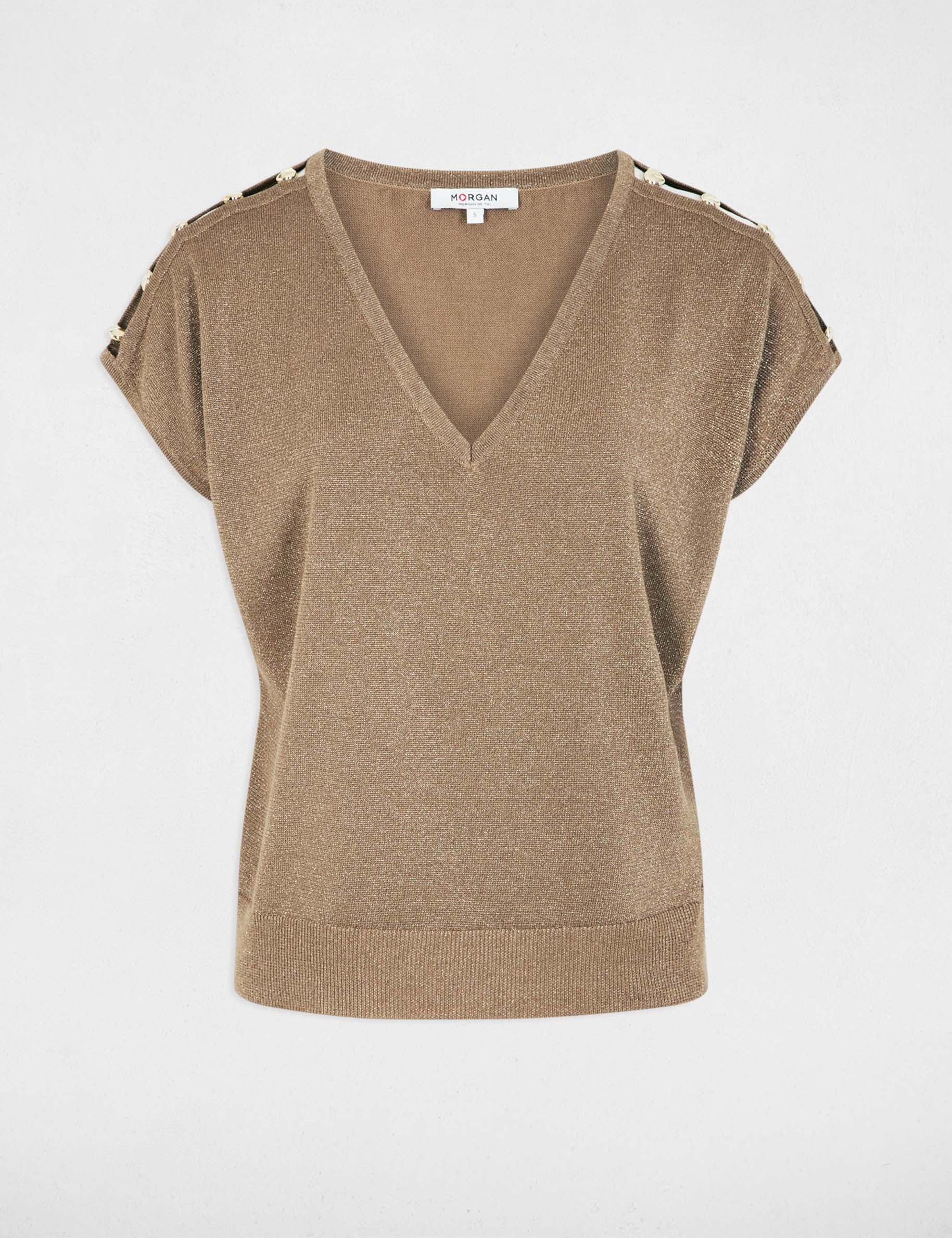 Oversized trui met V-hals taupe vrouw