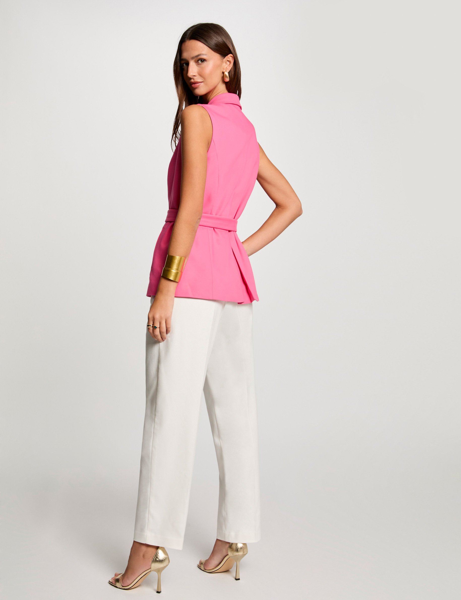 veste courte sans manches rose femme Veste courte sans manches rose femme