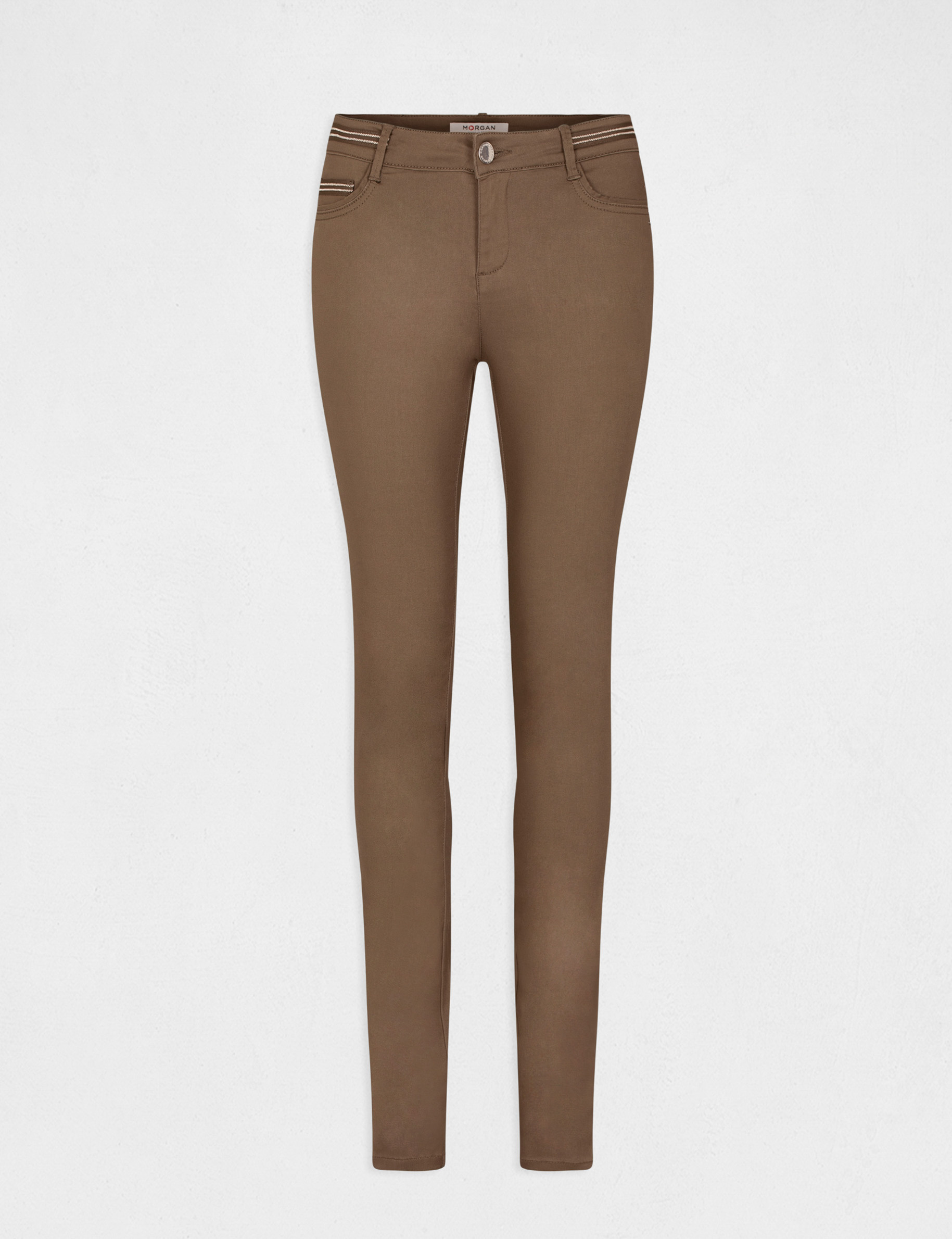 Gecoate slimfit broek brons vrouw