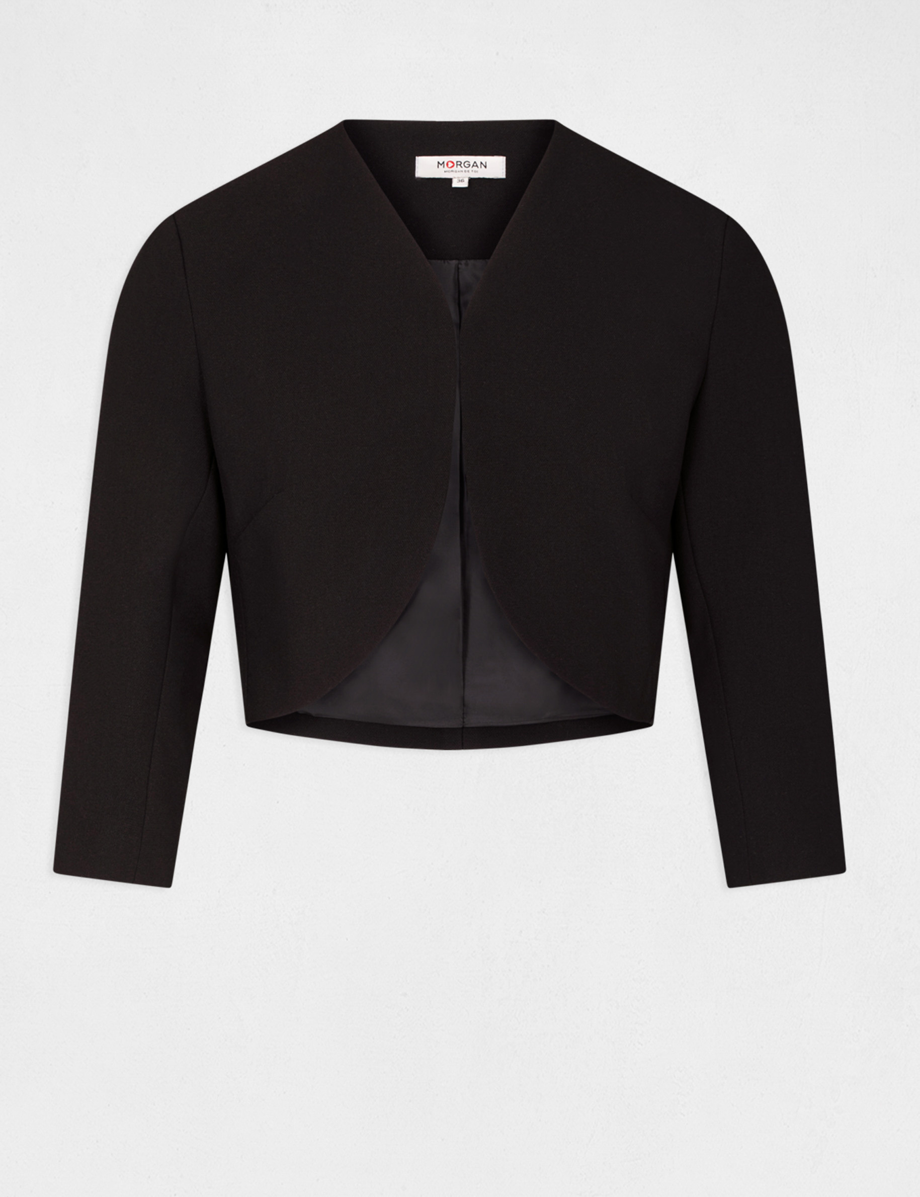 Veste droite manches 3/4 noir femme Veste droite manches 3/4 noir femme
