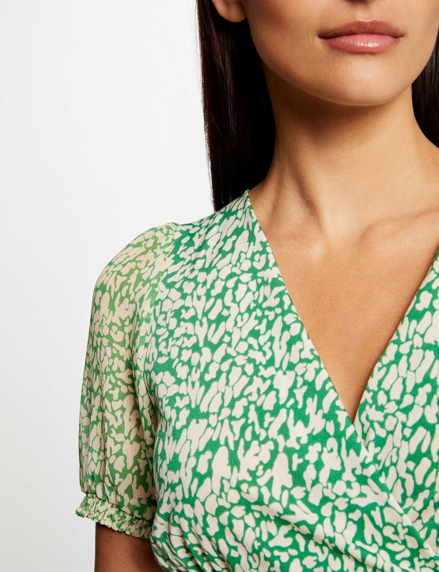 T-shirt met korte mouwen abstracte print groen vrouw