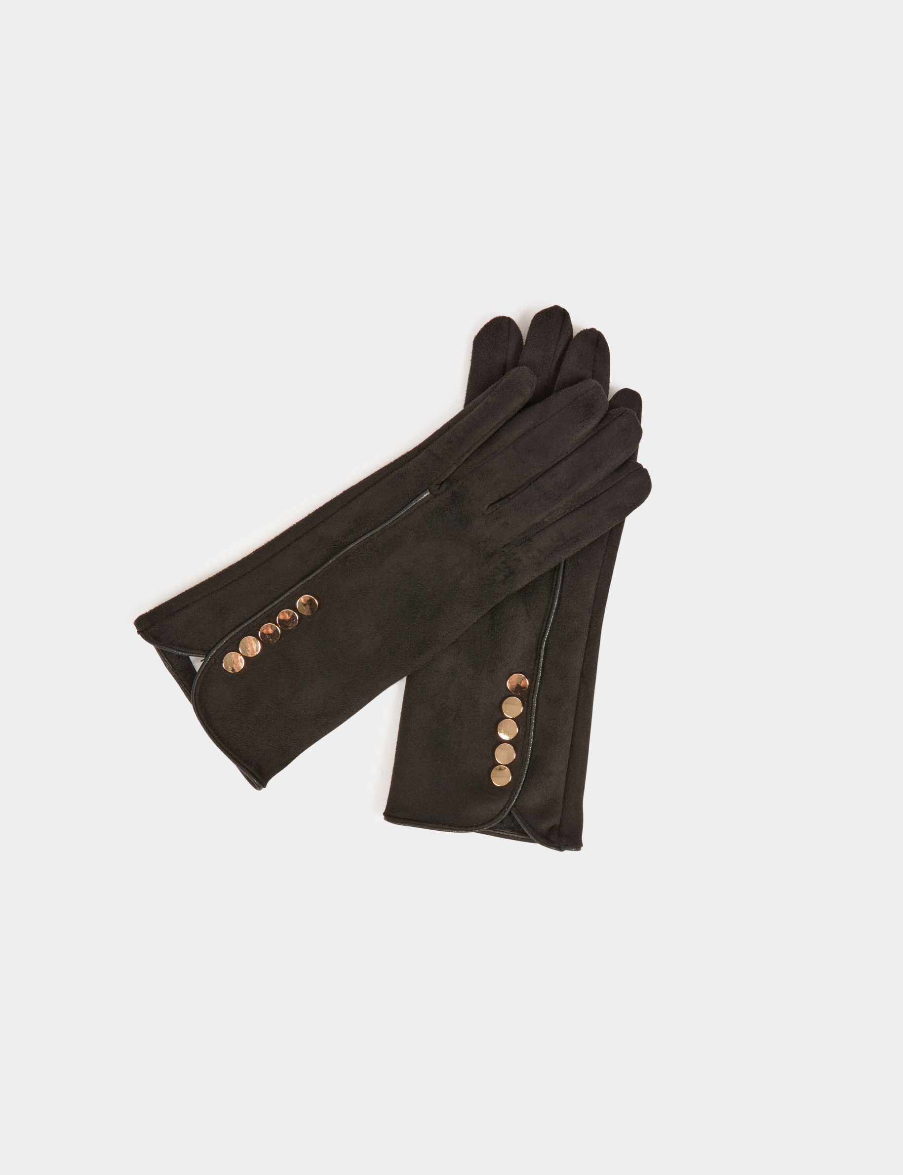 suede handschoenen met knopen zwart vrouw Suède handschoenen met knopen zwart vrouw