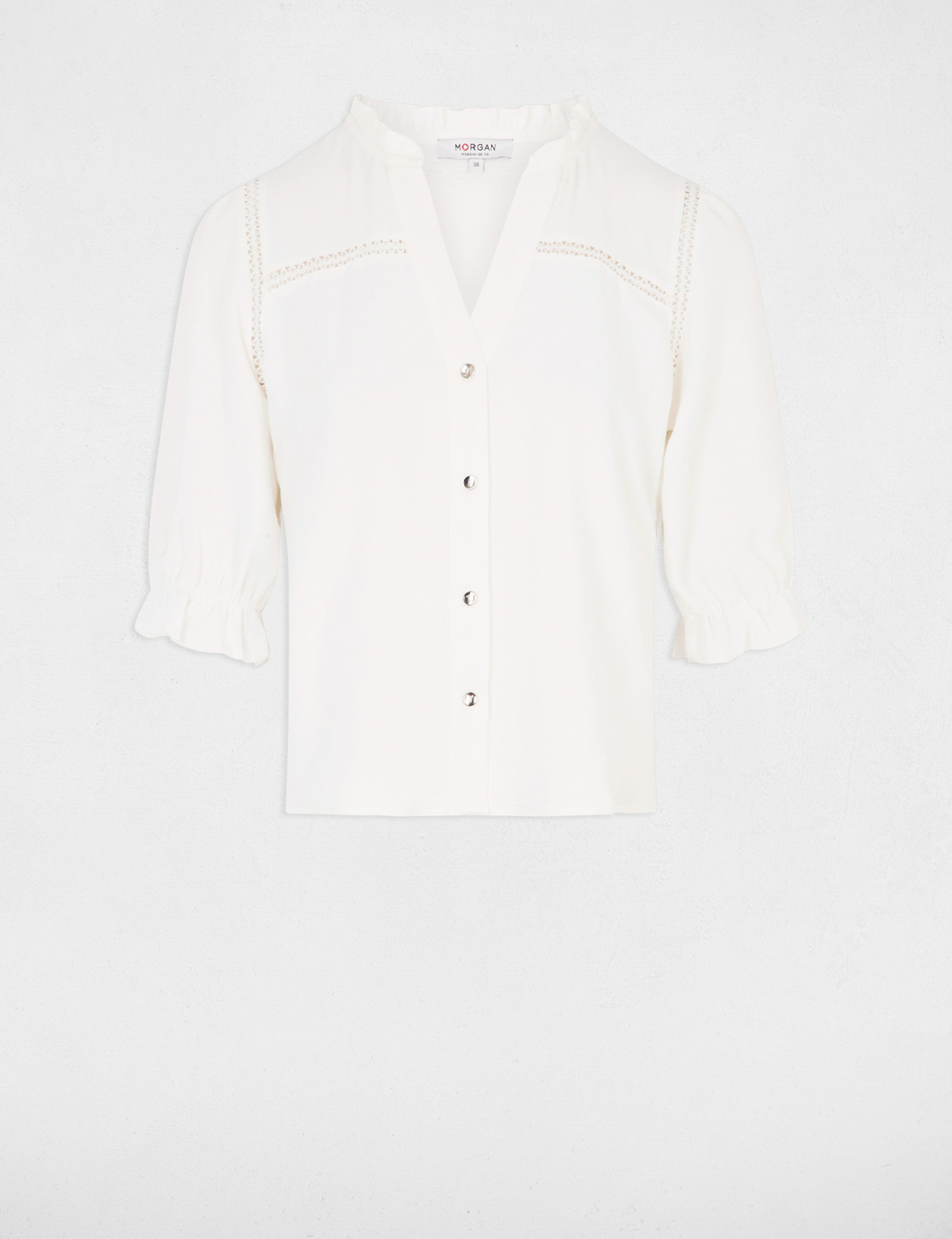 blouse met 34 mouwen ivoor vrouw Blouse met 3/4 mouwen ivoor vrouw