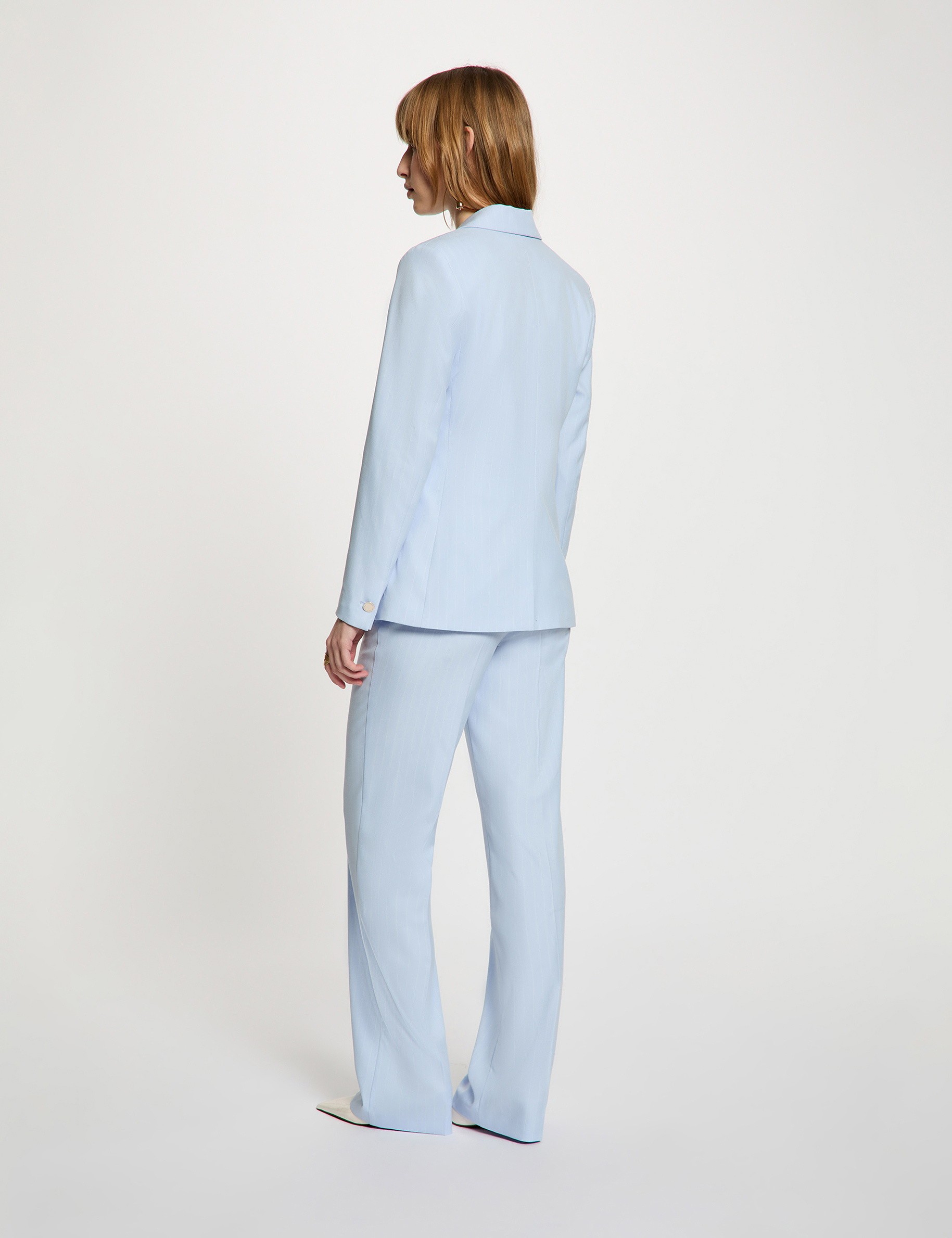 Veste ajust&eacute;e rayures bleu ciel femme