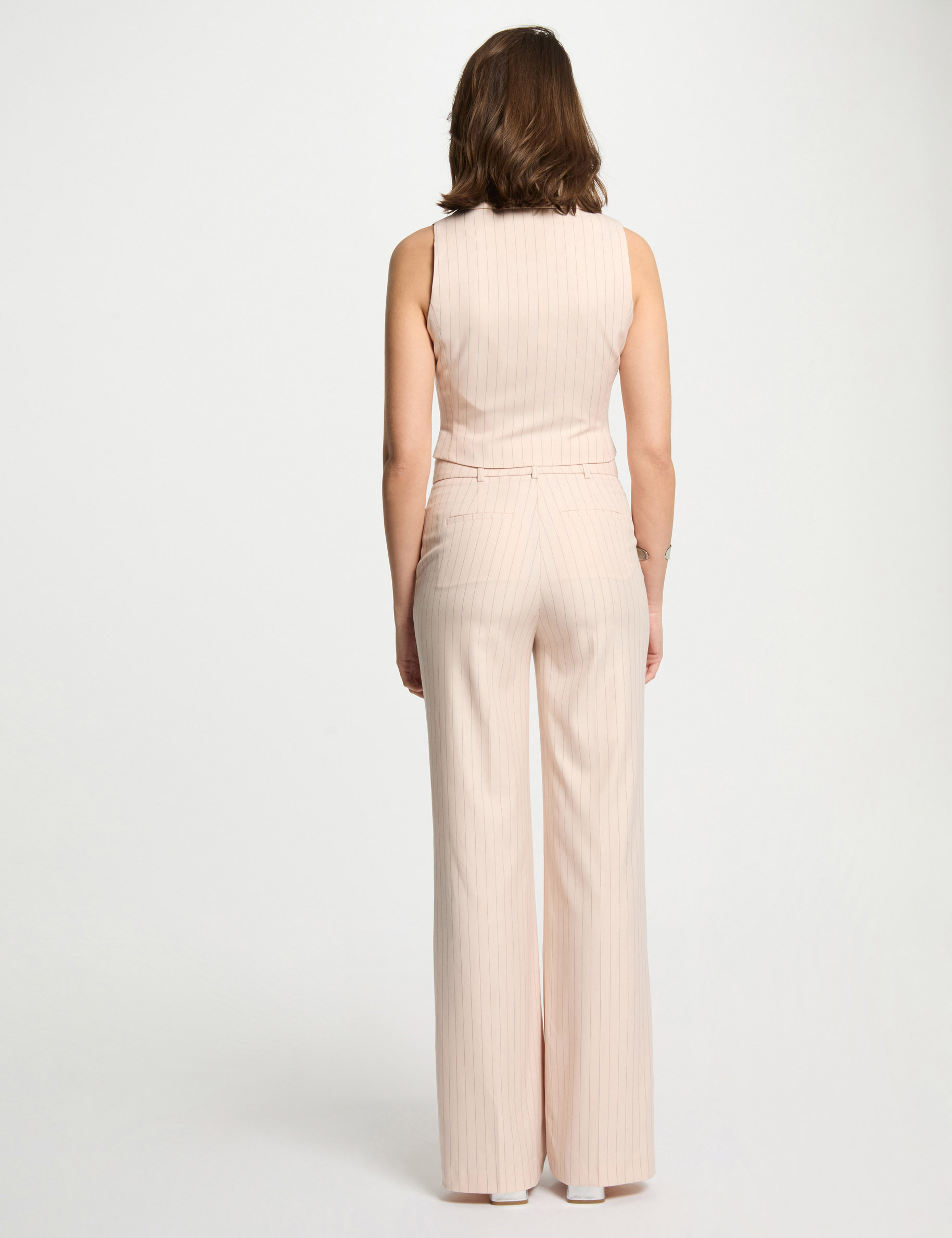veston sans manches raye rose clair femme Veston sans manches rayé rose clair femme