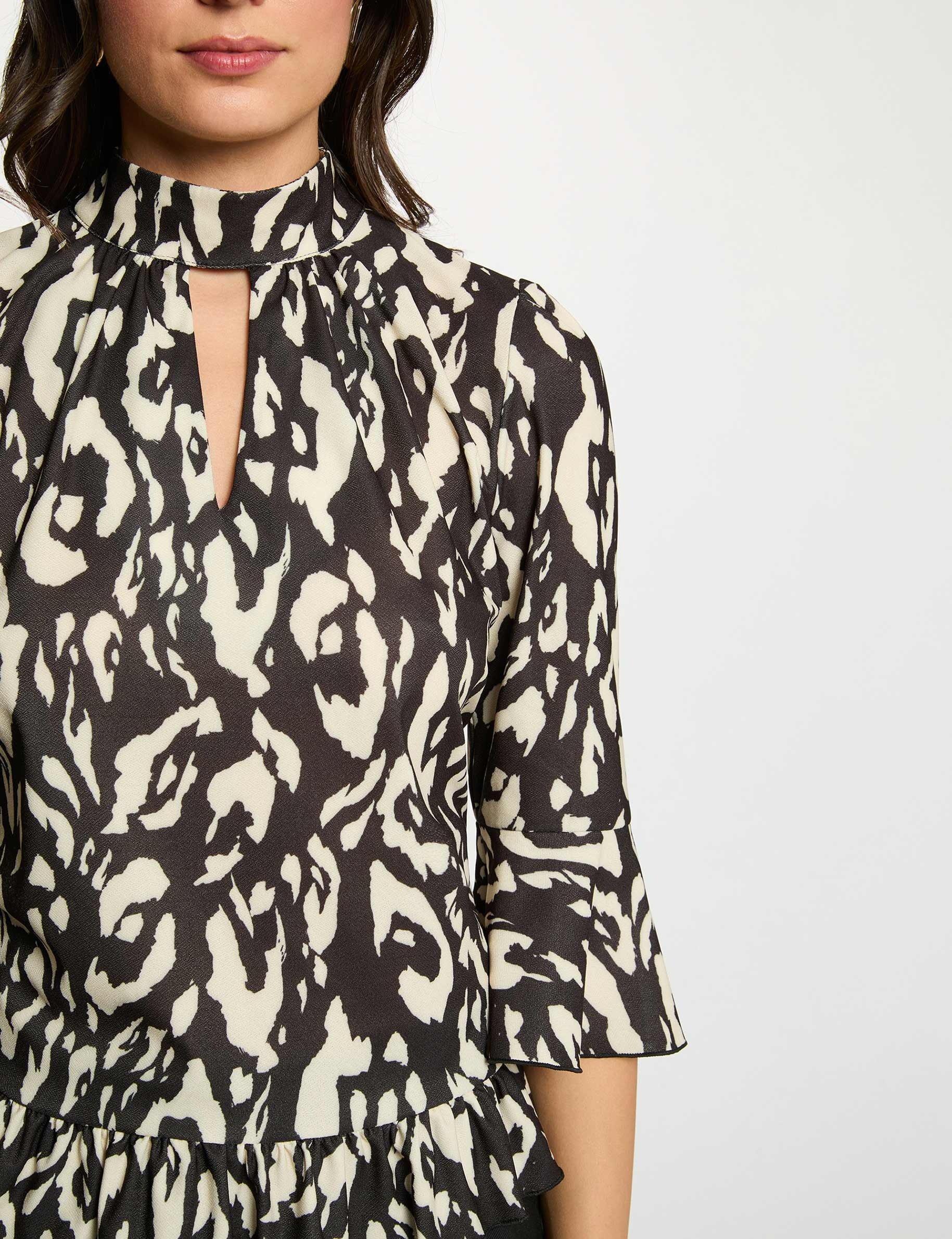 Lange mouwen T-shirt met col helder wit vrouw