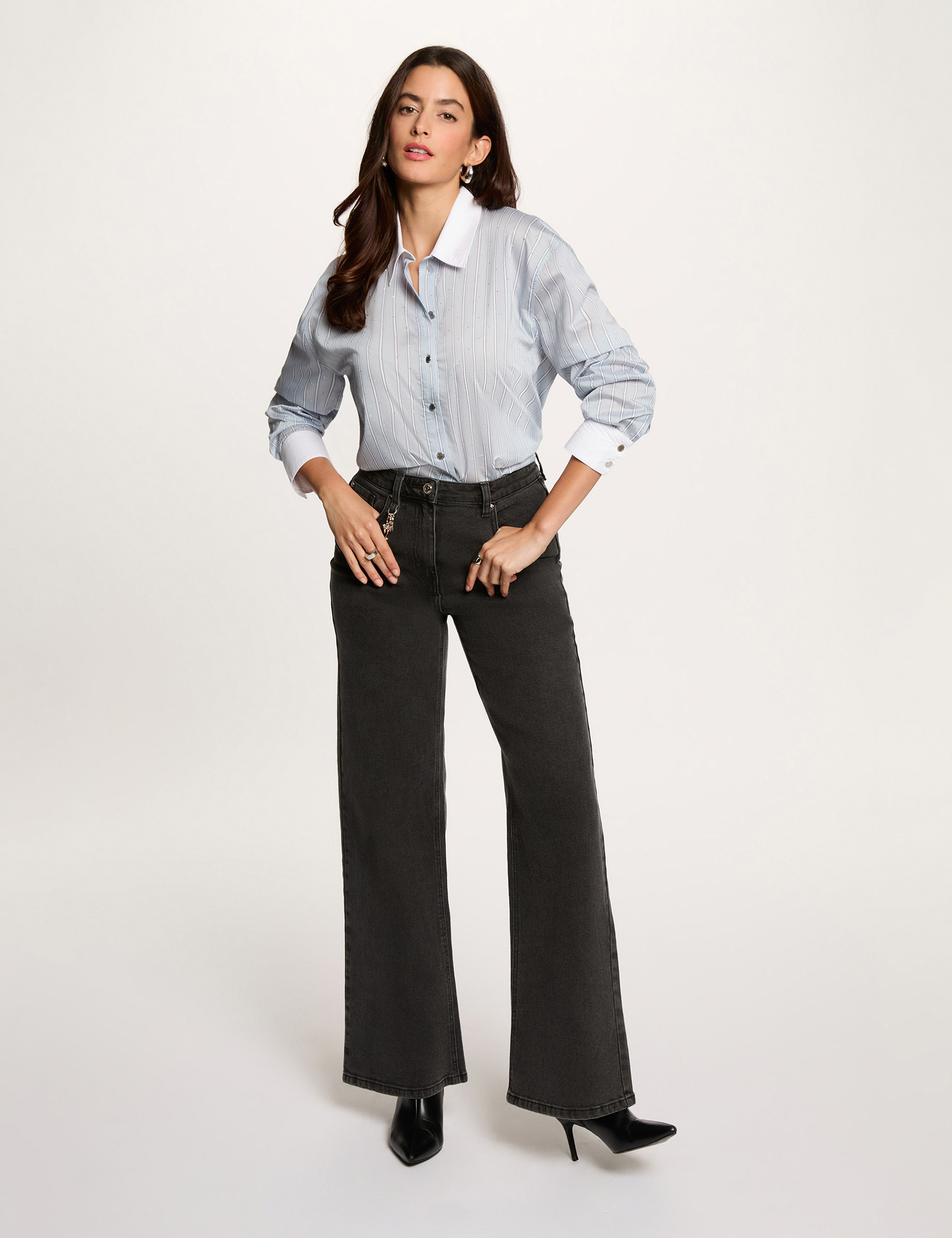 Oversized gestreept overhemd meerkleurig vrouw