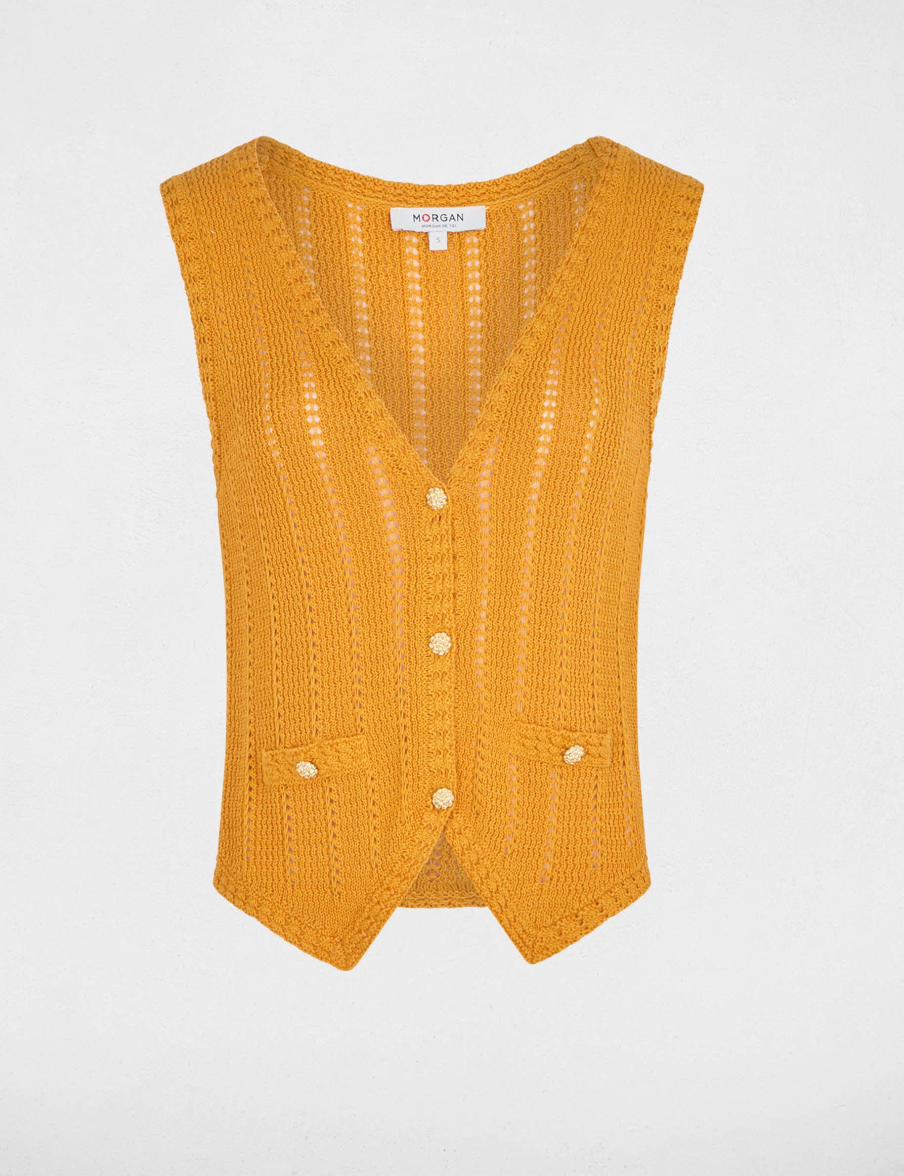 Gilet ajust&eacute; sans manches orange fonc&eacute; femme