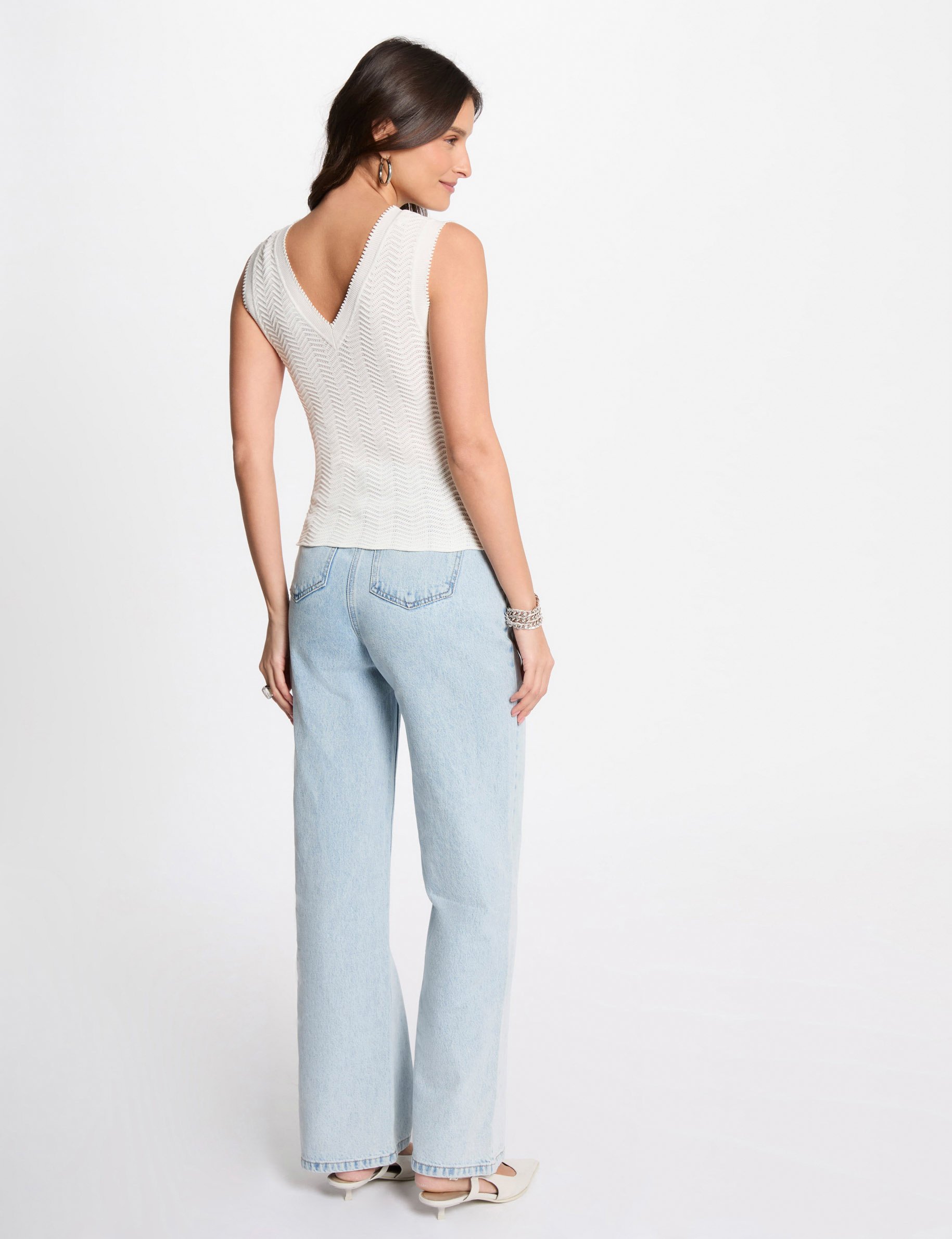 debardeur maille sans manches blanc femme Débardeur maille sans manches blanc femme