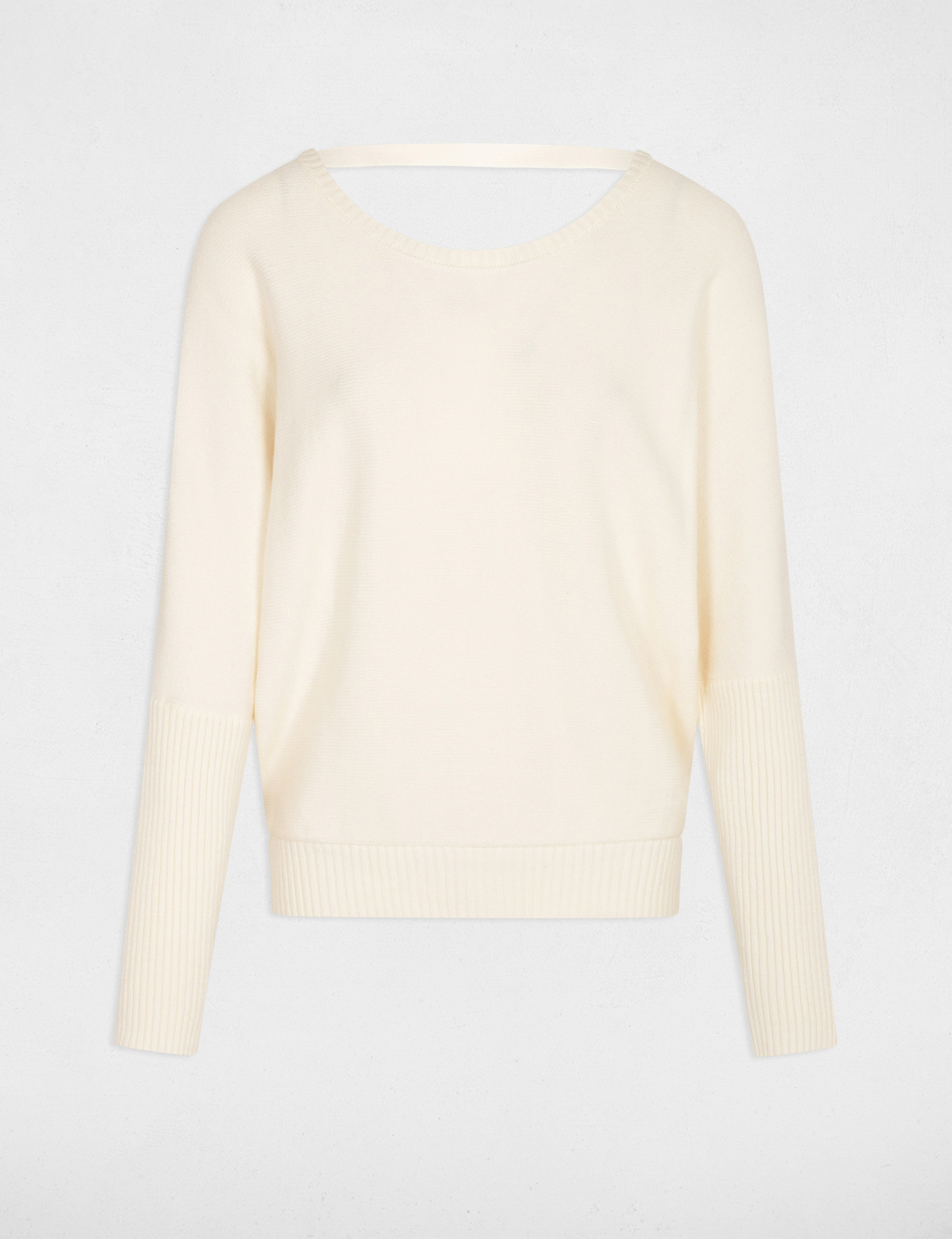 pull col rond dos en v ivoire femme Pull col rond dos en V ivoire femme