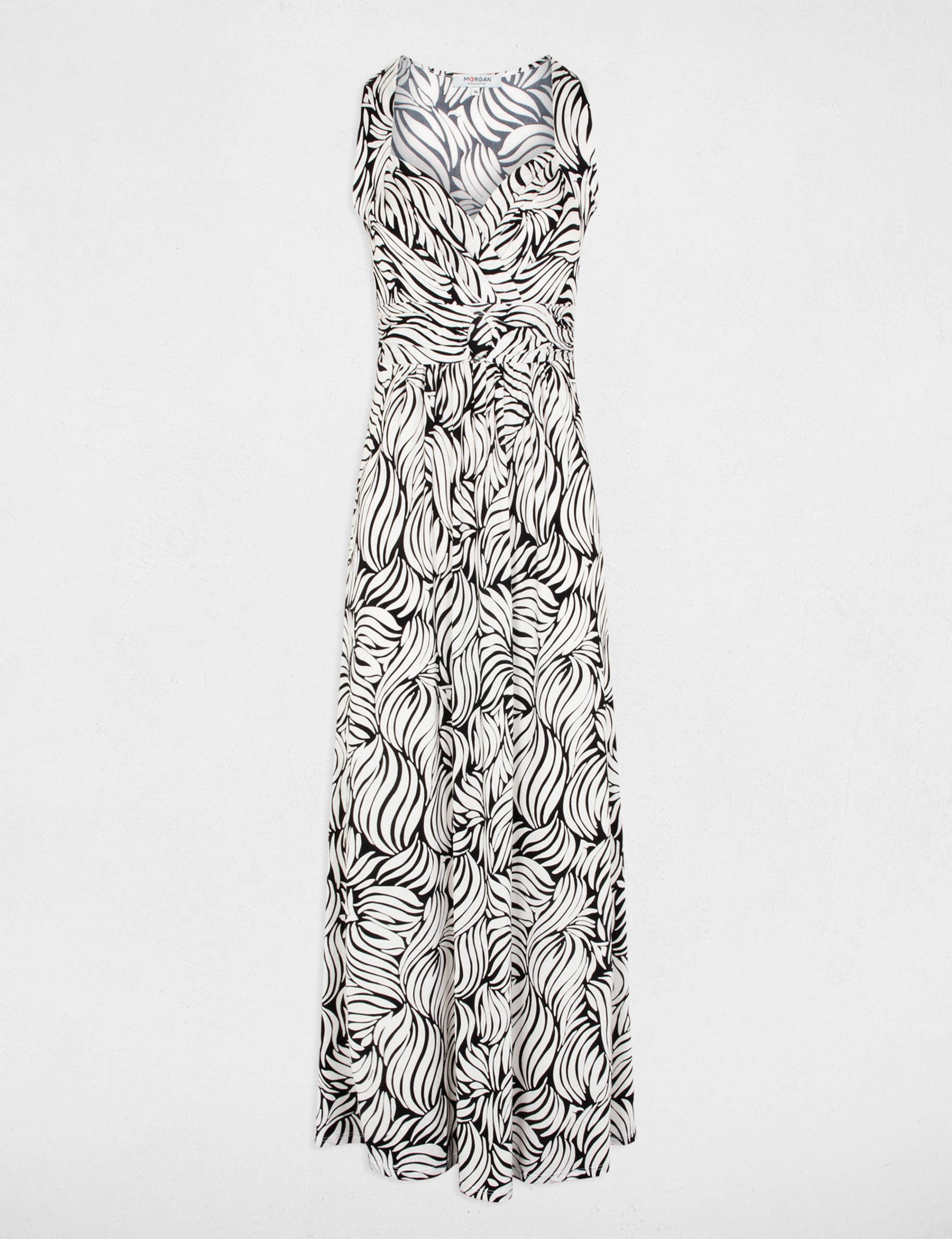 Lange rechte jurk met print meerkleurig vrouw