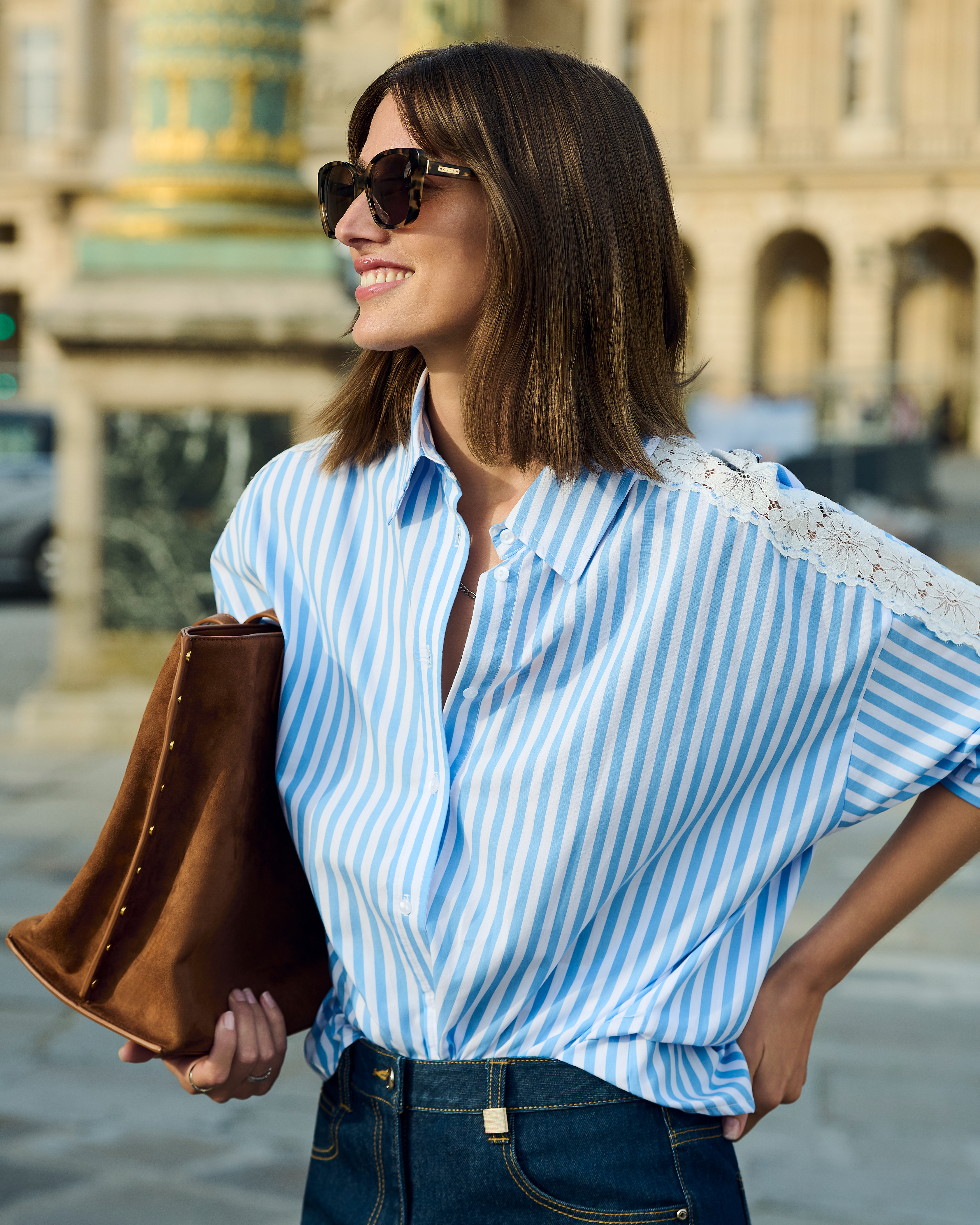 Chemise manches longues ray&eacute;e multicolore femme