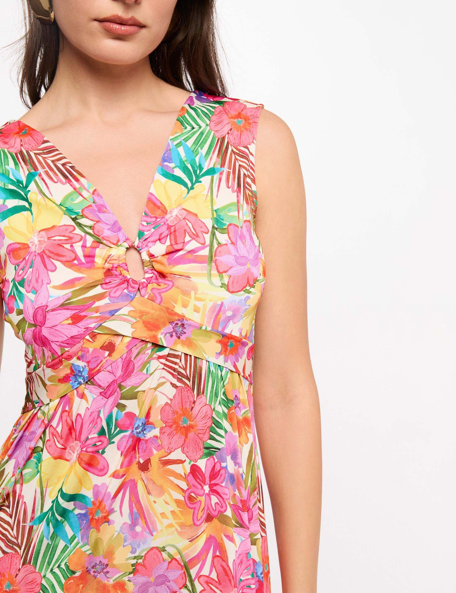 Robe longue d&eacute;collet&eacute; multicolore femme