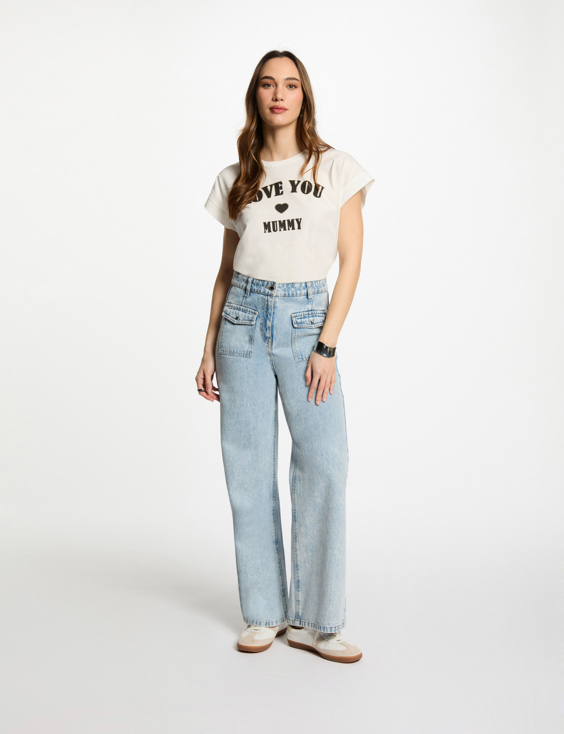 t shirt met opschrift helder wit vrouw T-shirt met opschrift helder wit vrouw