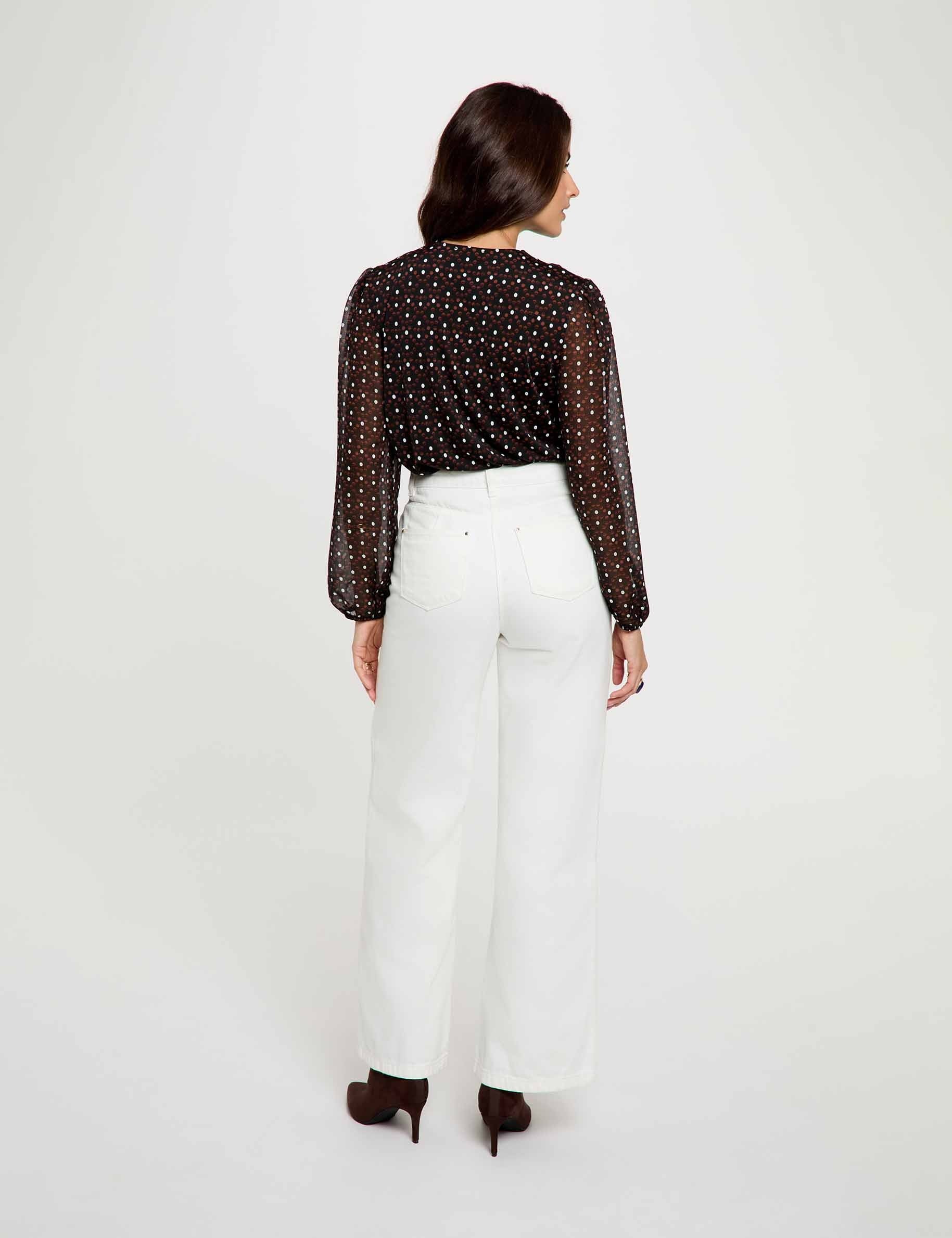Blouse van voile met lavalli&egrave;rekraag meerkleurig vrouw