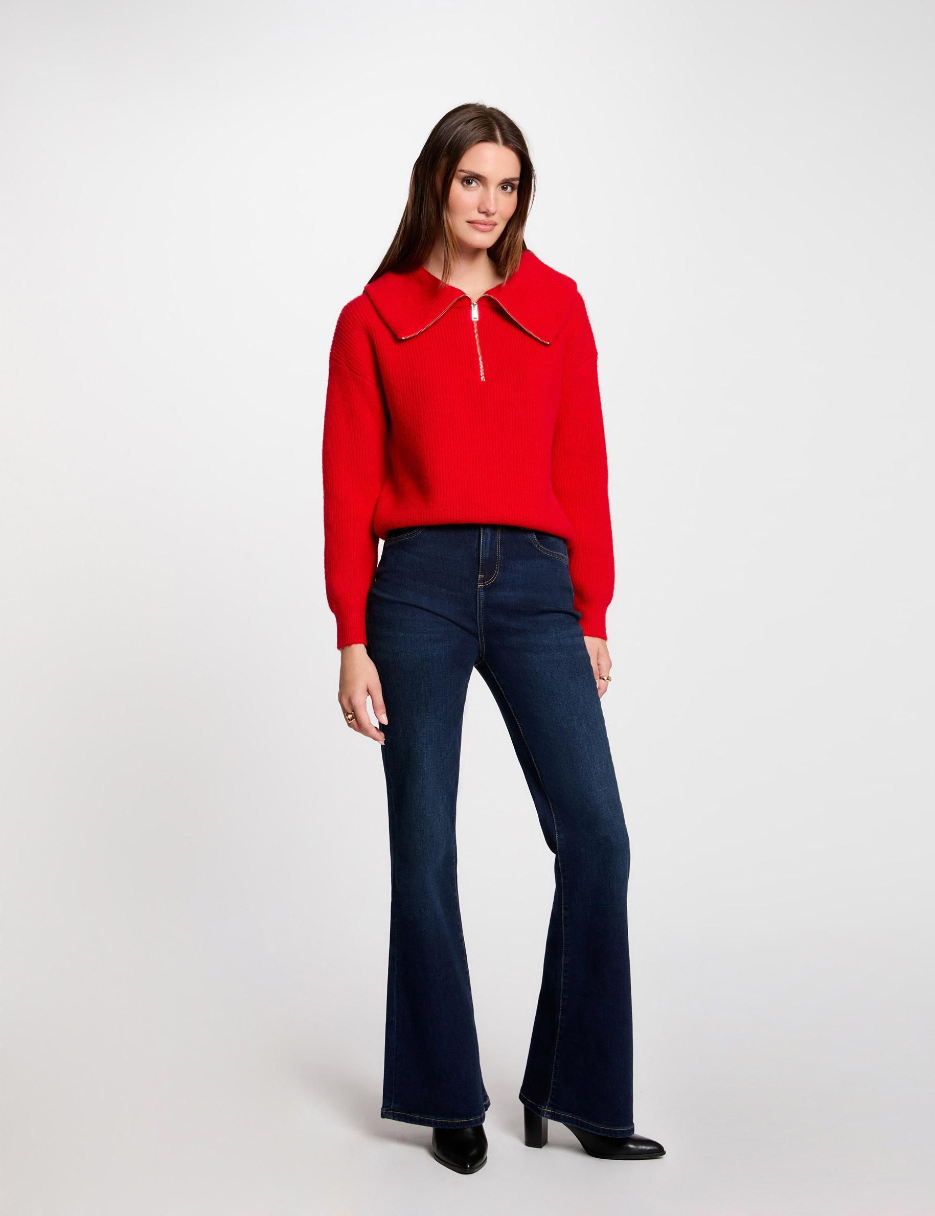 pull col camionneur rouge femme Pull col camionneur rouge femme