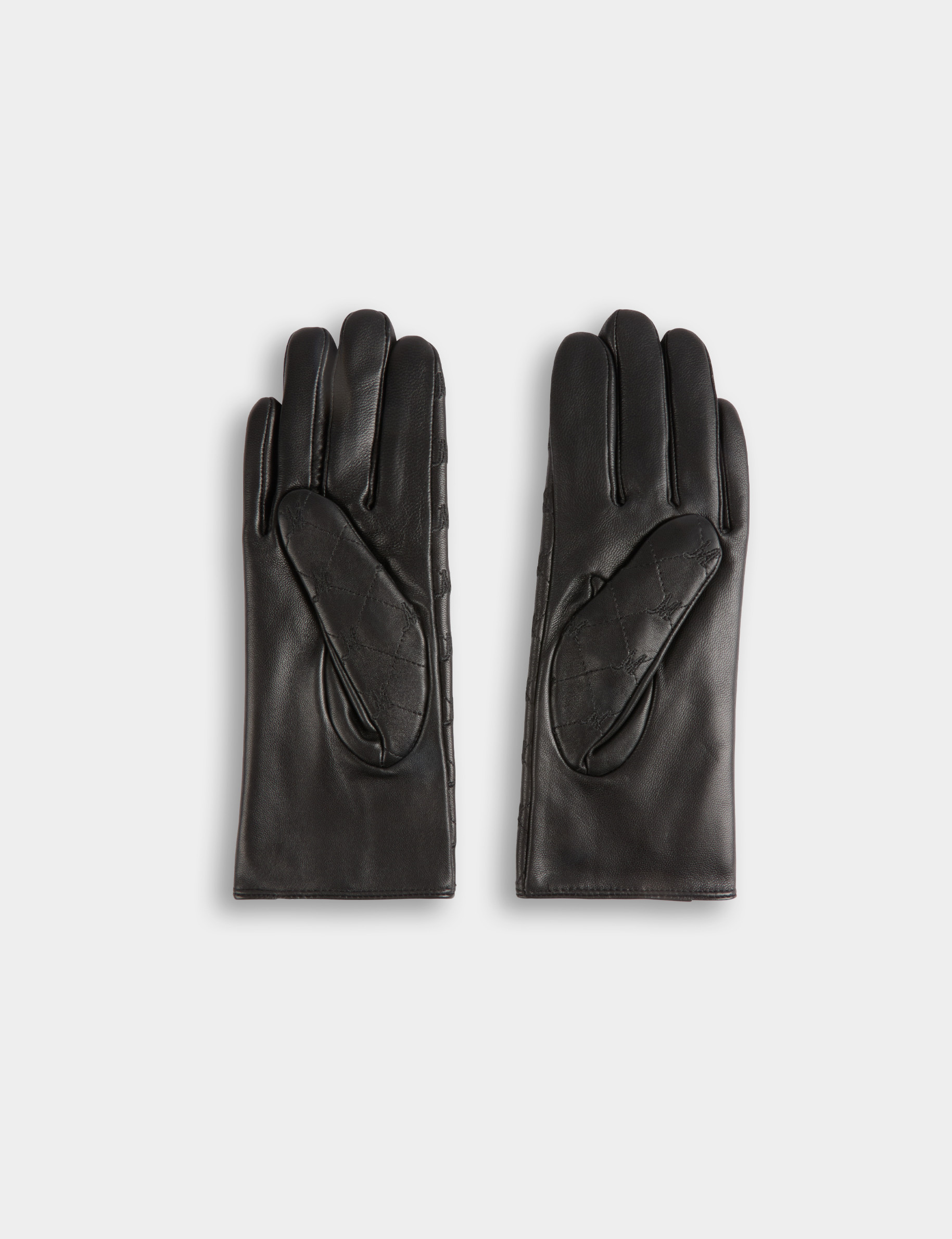 Gants similicuir monogramme noir femme