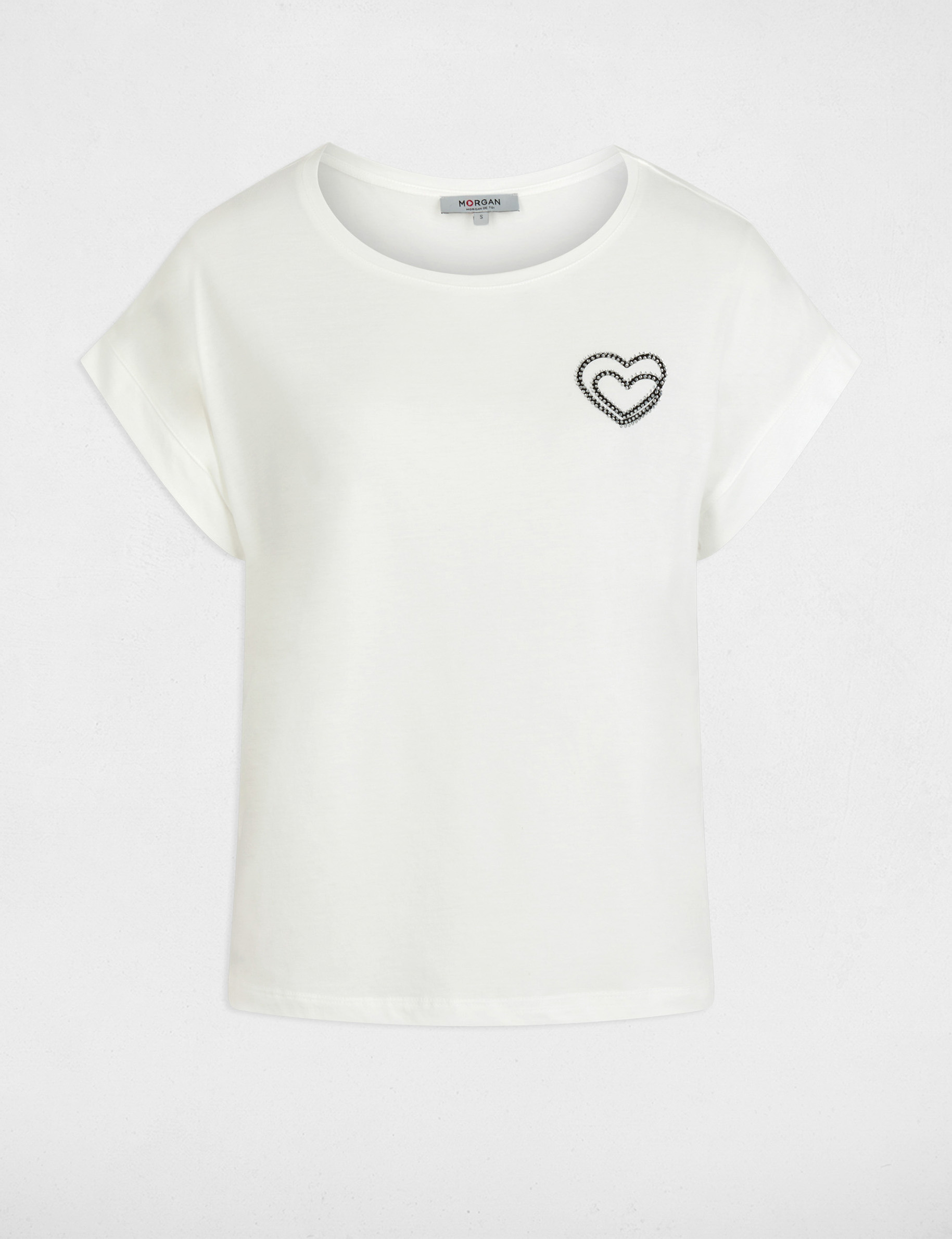 T-shirt met korte mouwen helder wit vrouw