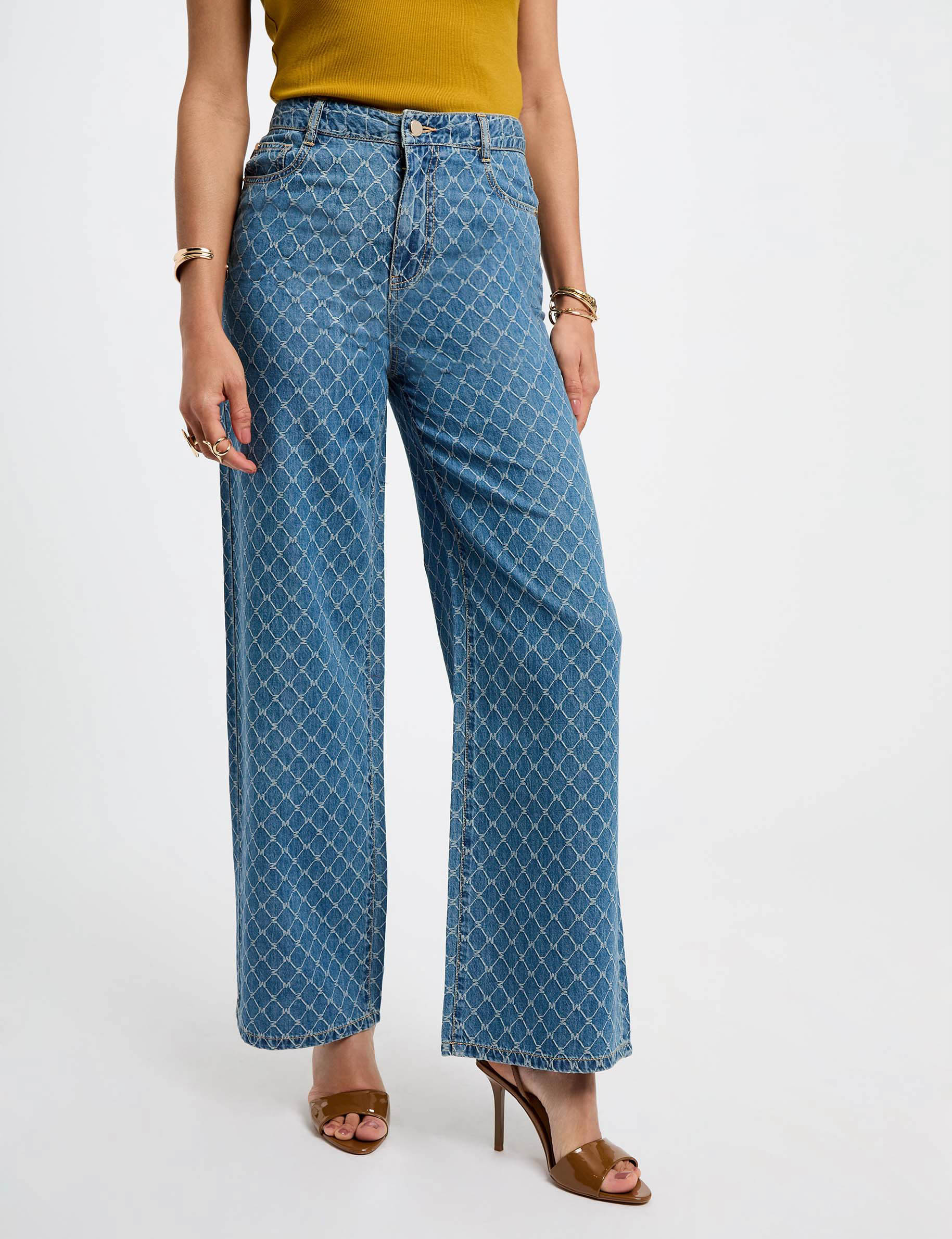 jeans large imprime denim stone femme Jeans large imprimé denim stone femme