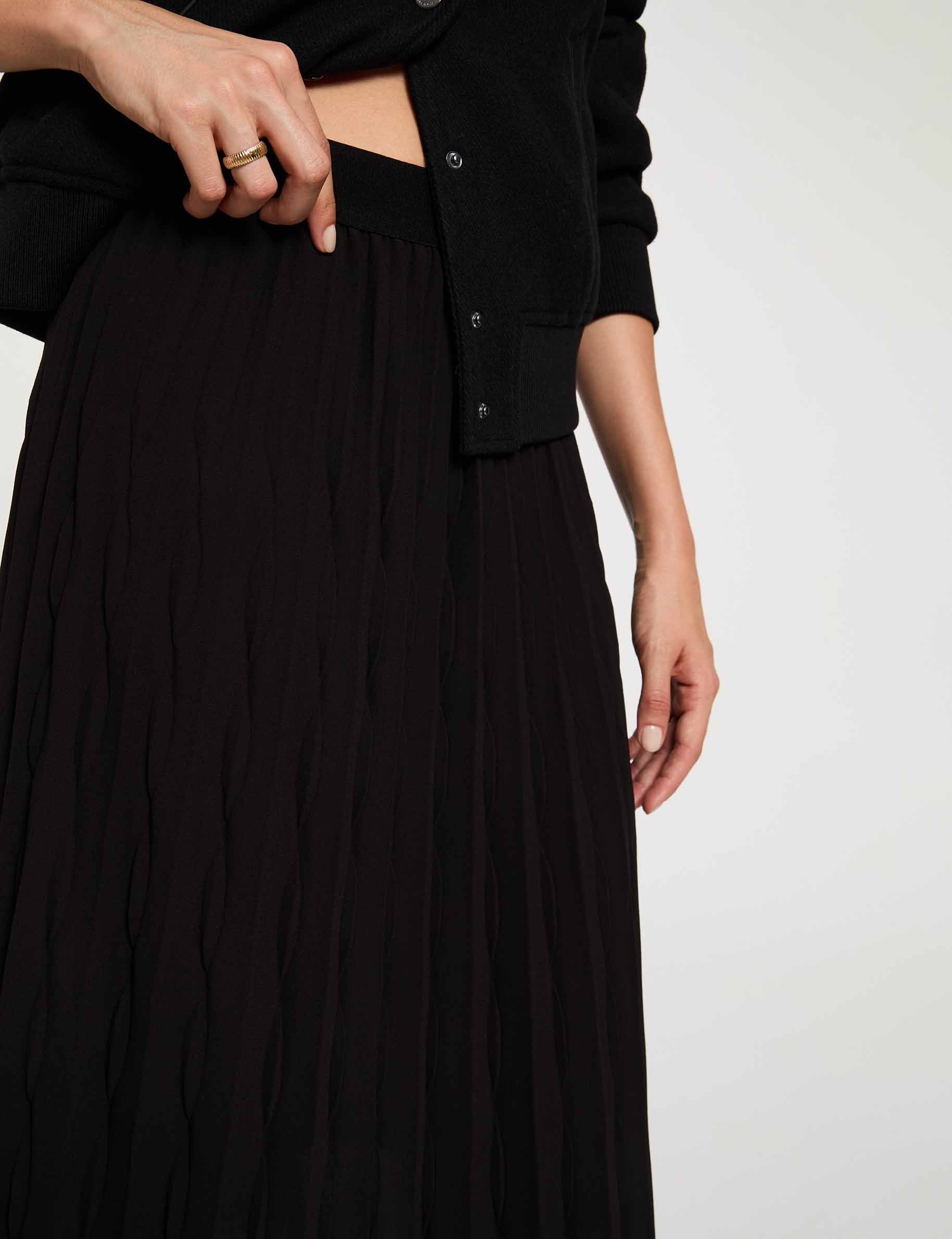 Jupe longue pliss&eacute;e noir femme