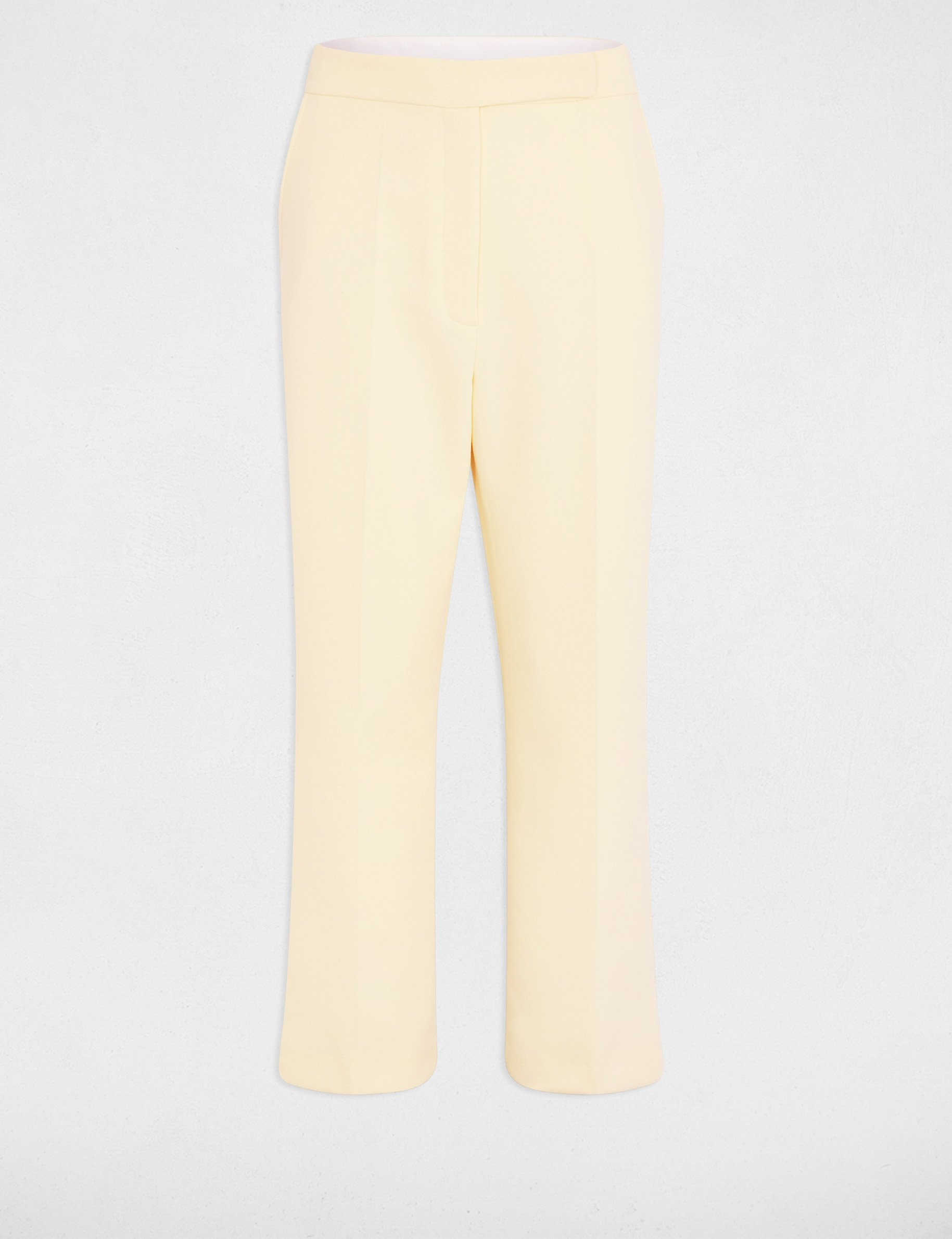 Pantalon droit taille haute jaune pastel femme