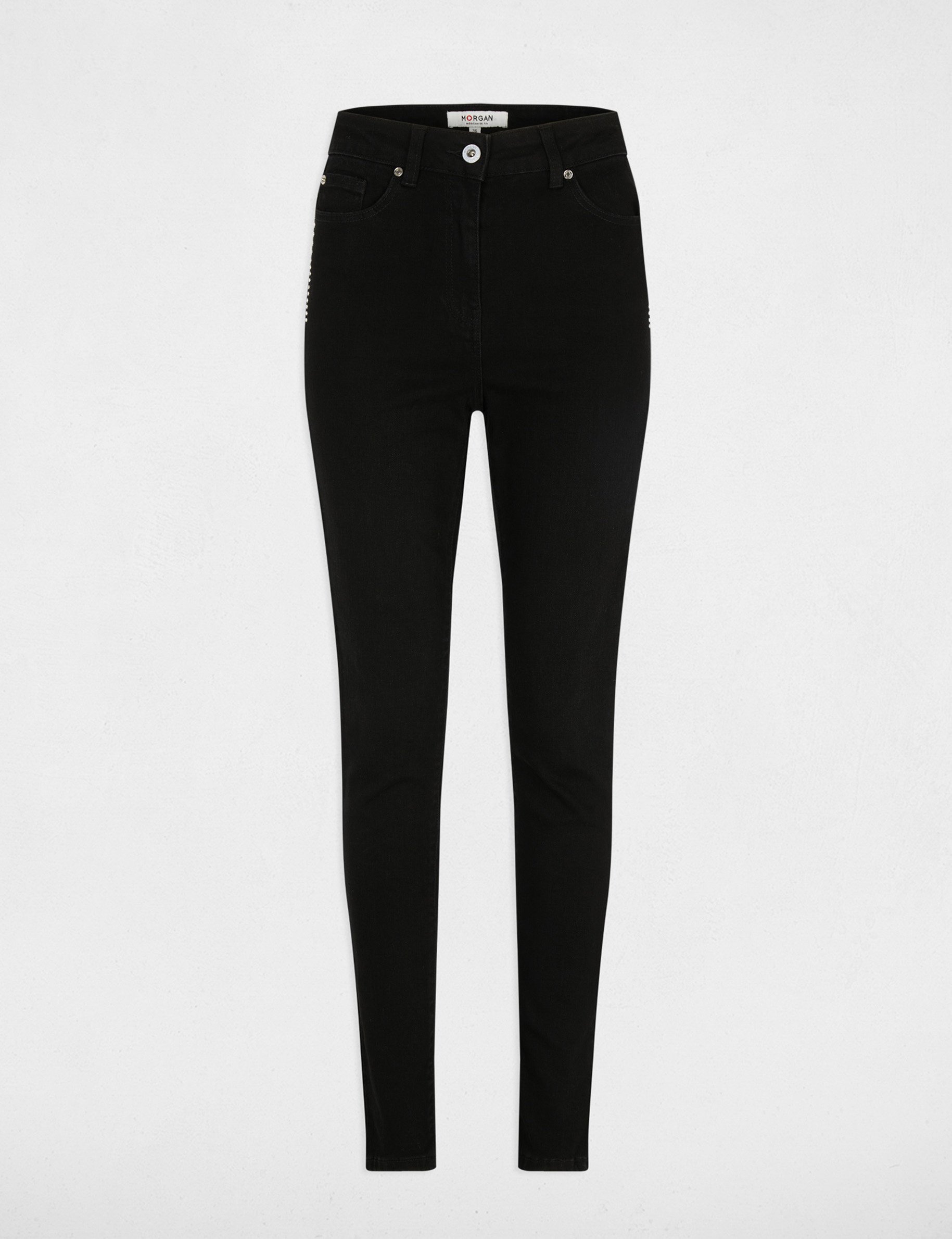 Slim-fit jeans met studs zwart vrouw