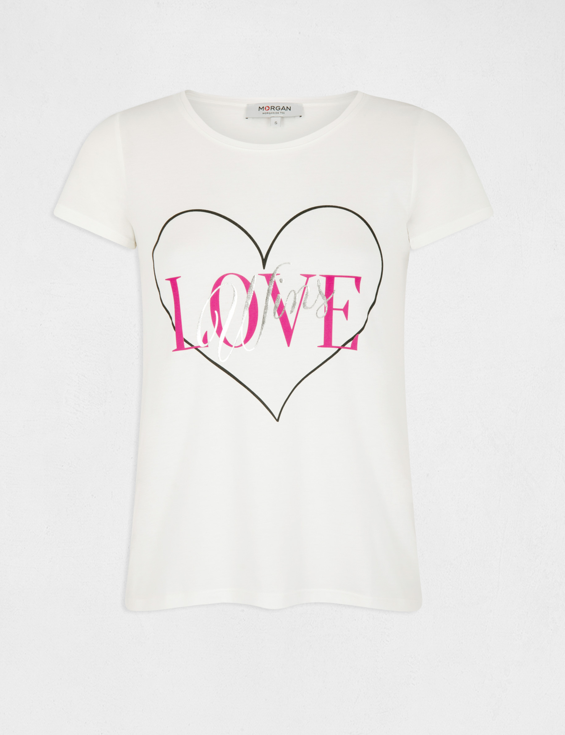 T-shirt korte met mouwen ecru vrouw