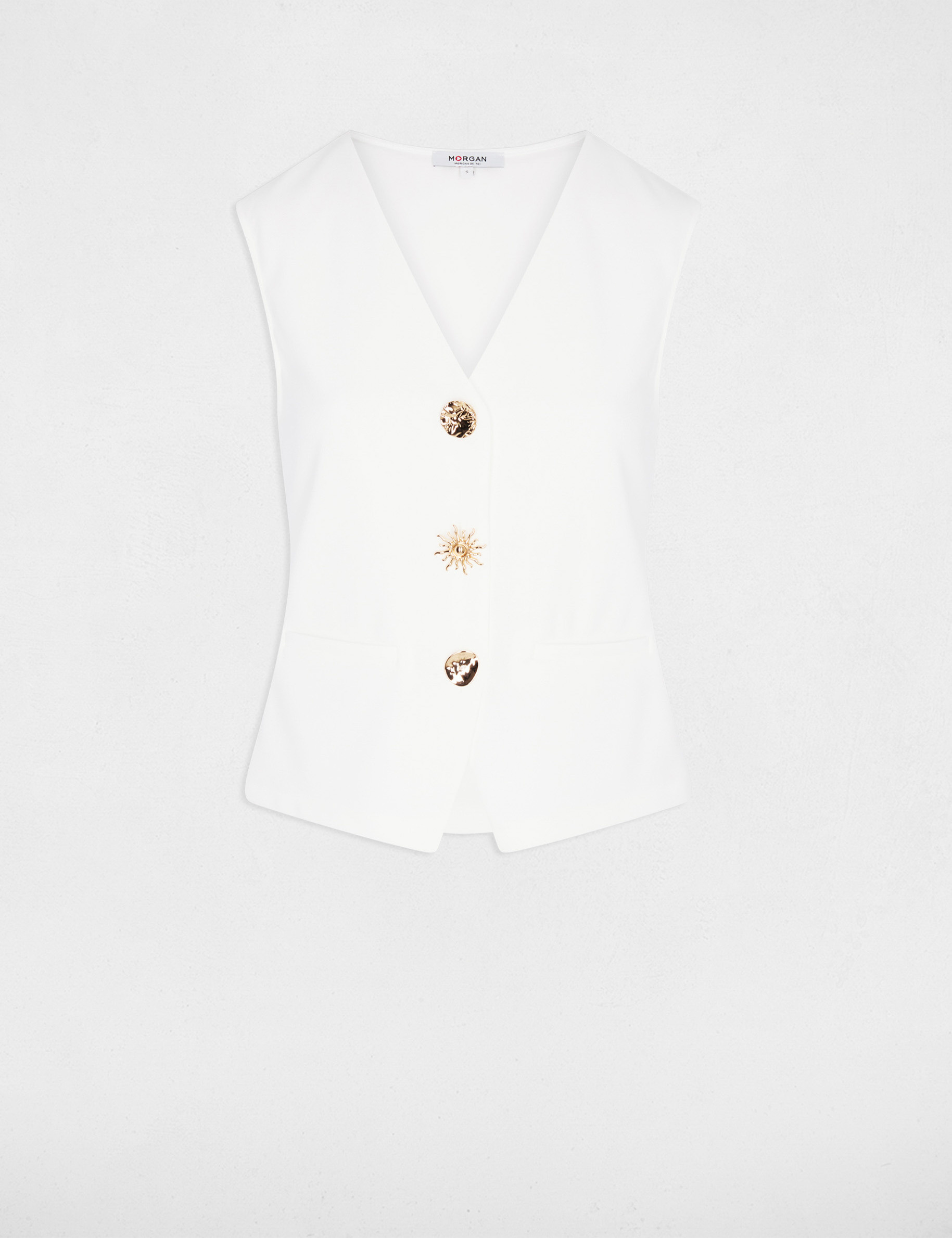 Gilet sans manches col v blanc femme