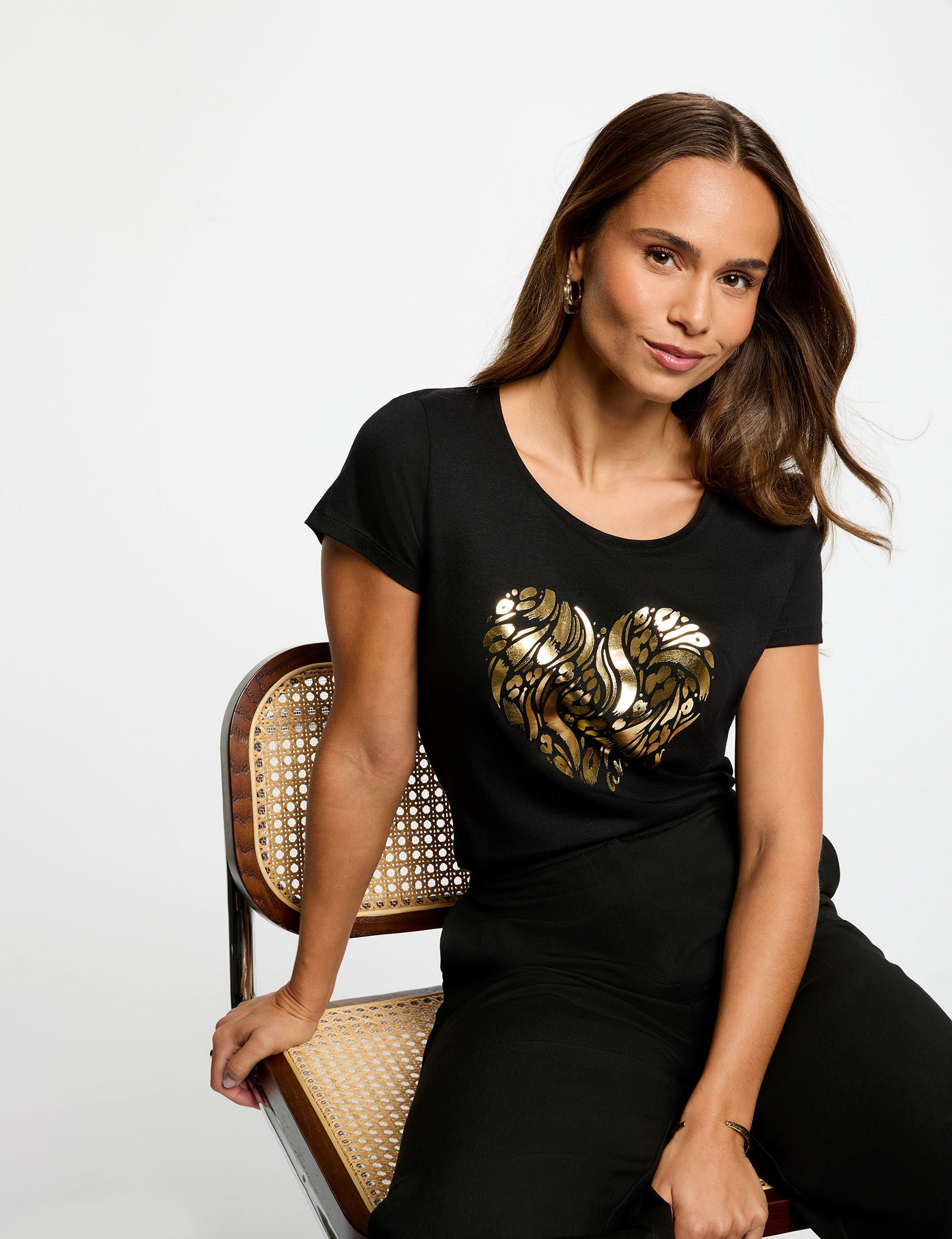 T-shirt manches courtes noir femme