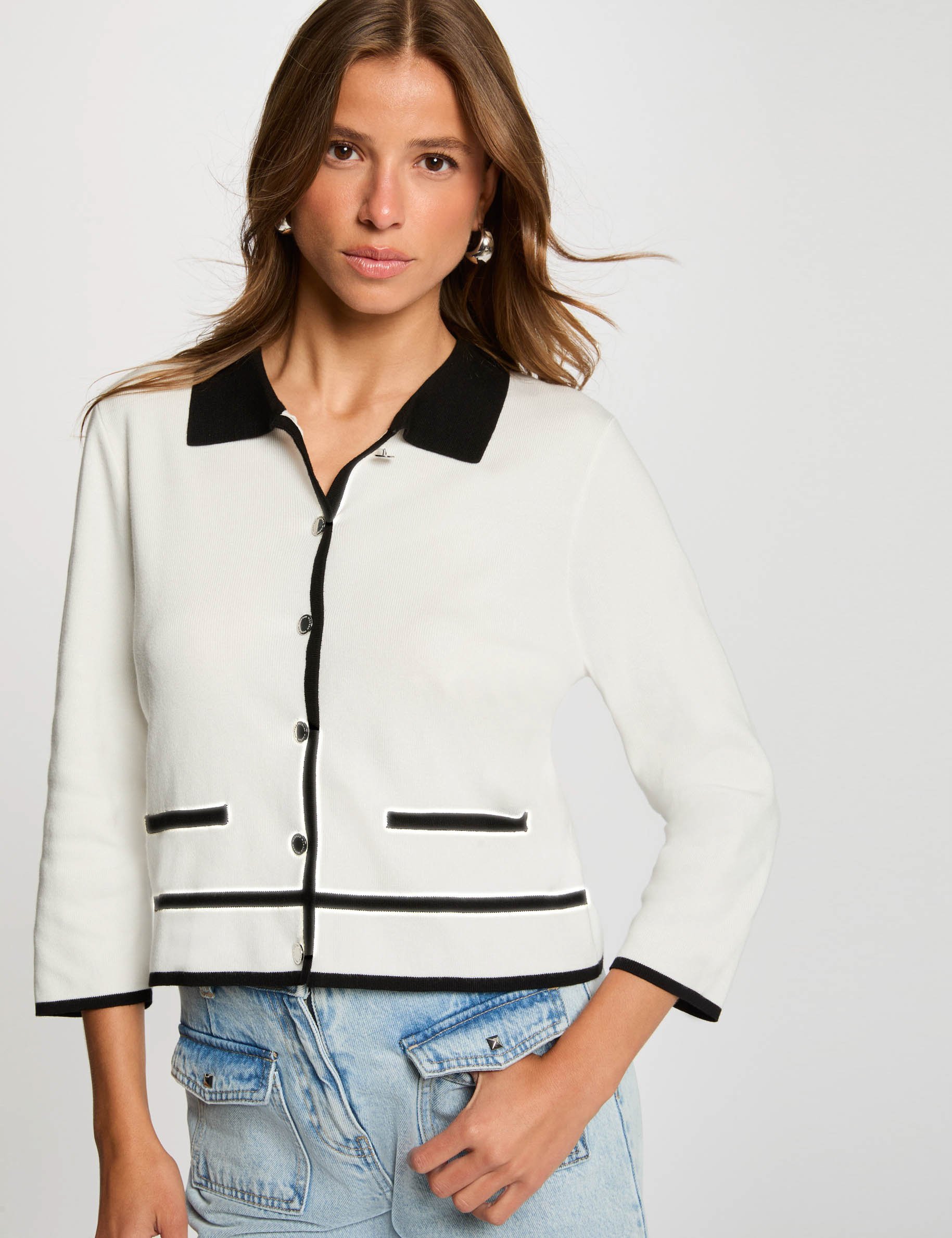 gilet manches 34 blanc femme Gilet manches 3/4 blanc femme