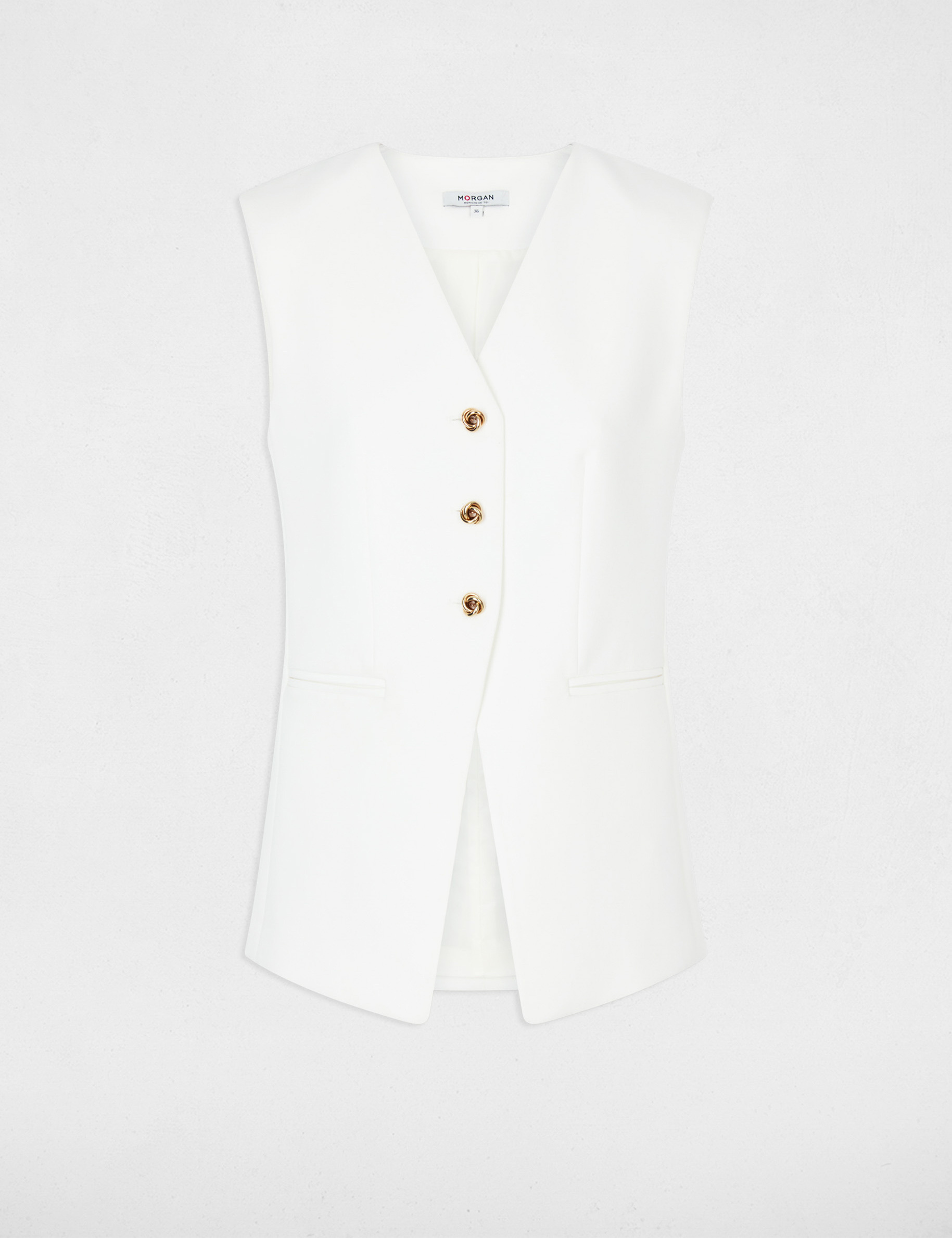 Veste sans manches ajust&eacute;e blanc femme