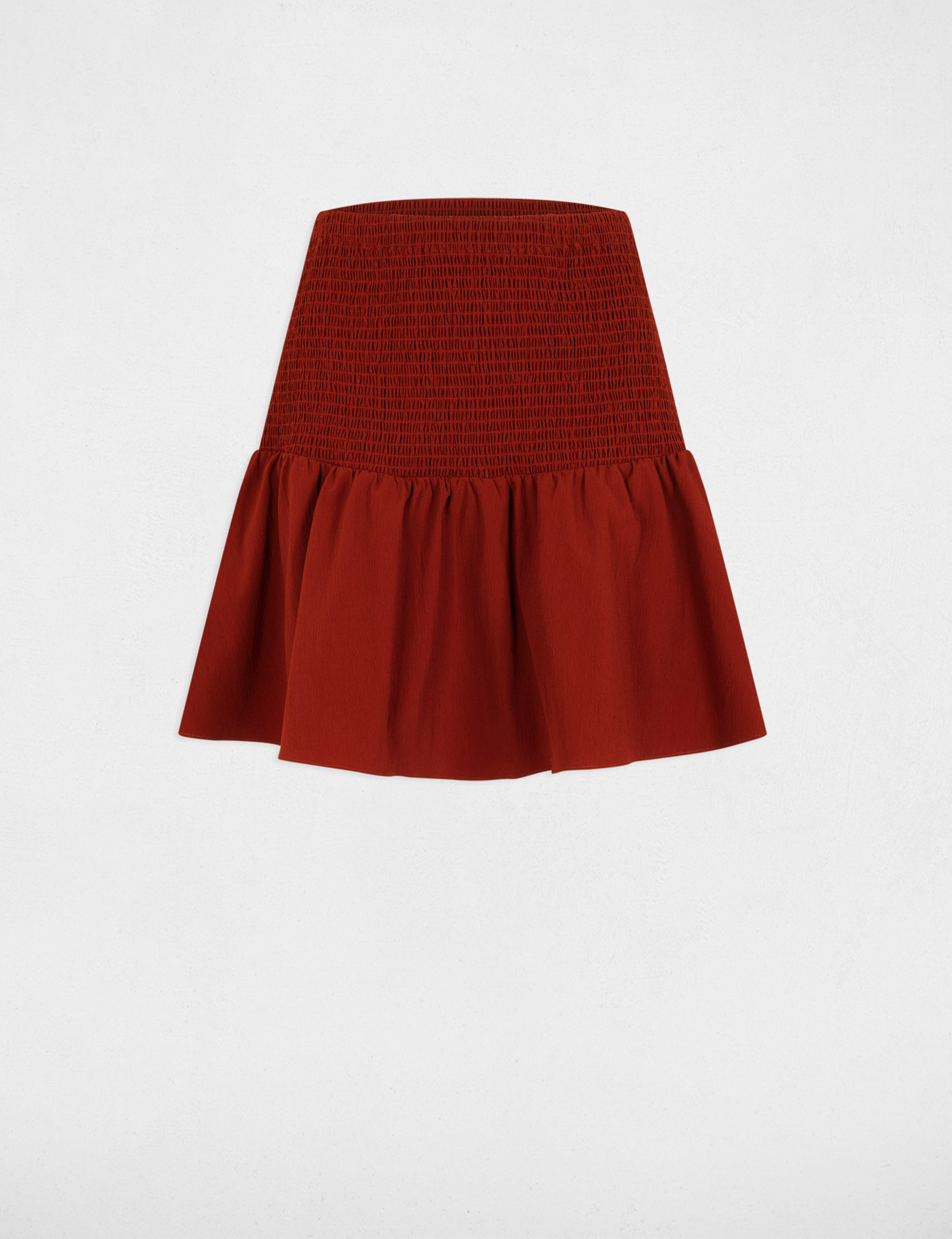 Jupe courte ajust&eacute;e marron cognac femme