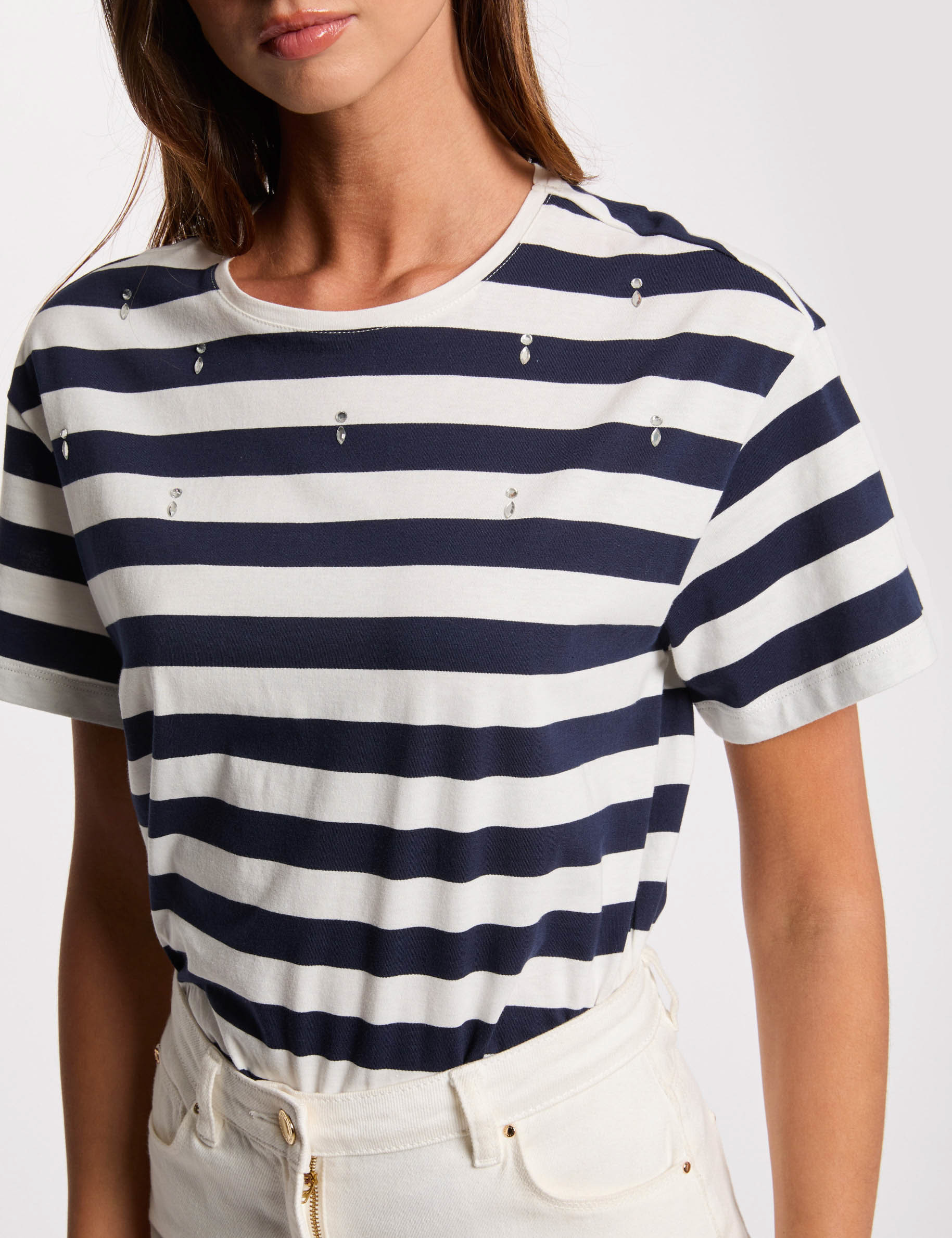 t shirt manches courtes raye blanc femme T-shirt manches courtes rayé blanc femme