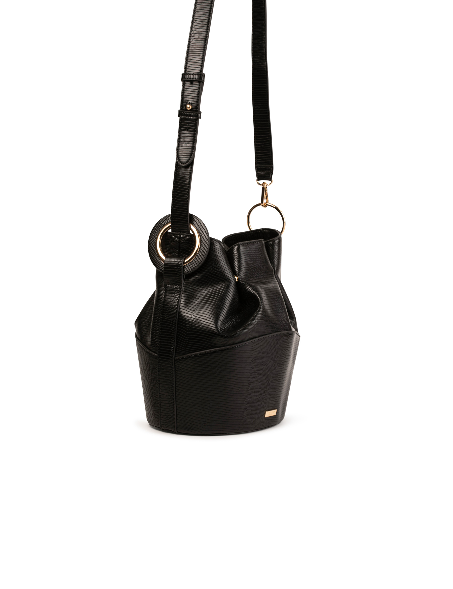 Sac seau aspect python noir femme