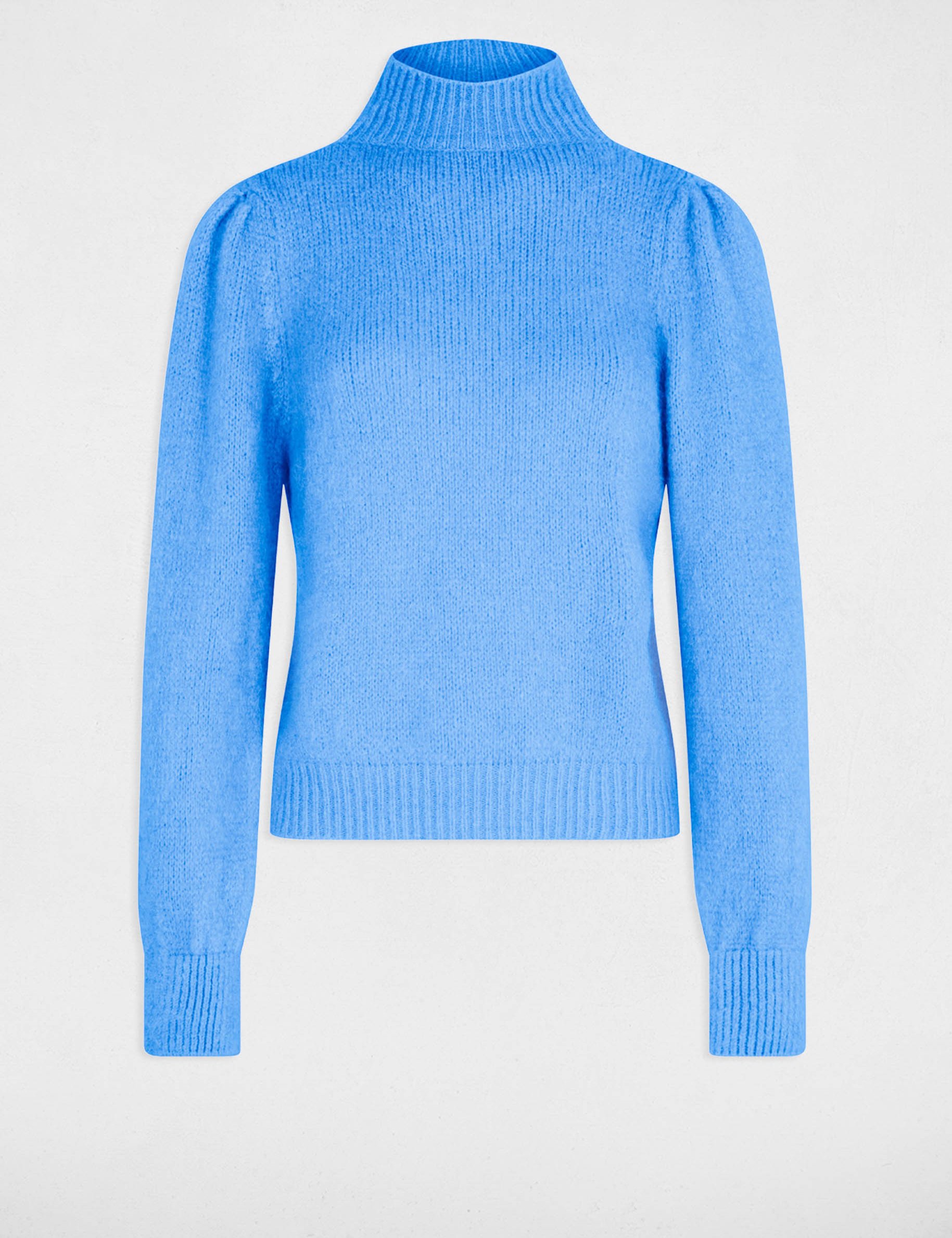 Pull col montant bleu femme