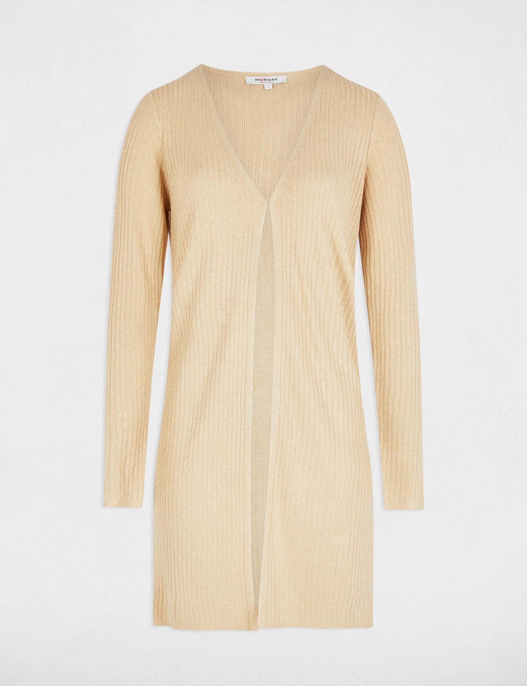 lang vest met v hals goudgeel vrouw Lang vest met V-hals goudgeel vrouw