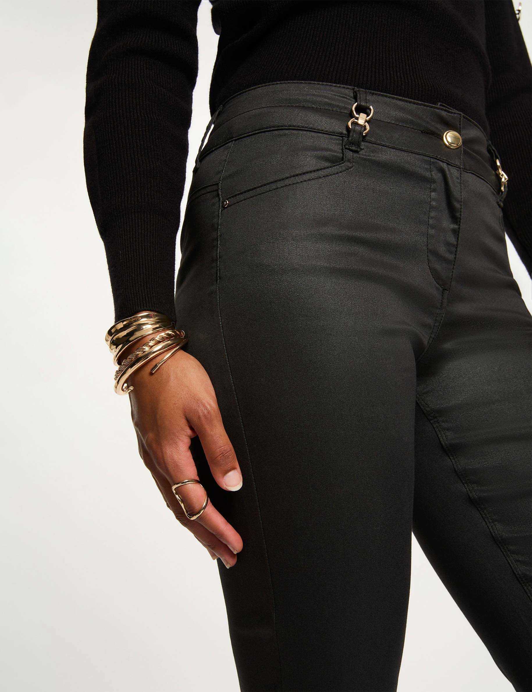 pantalon bootcut enduit noir femme Pantalon bootcut enduit noir femme