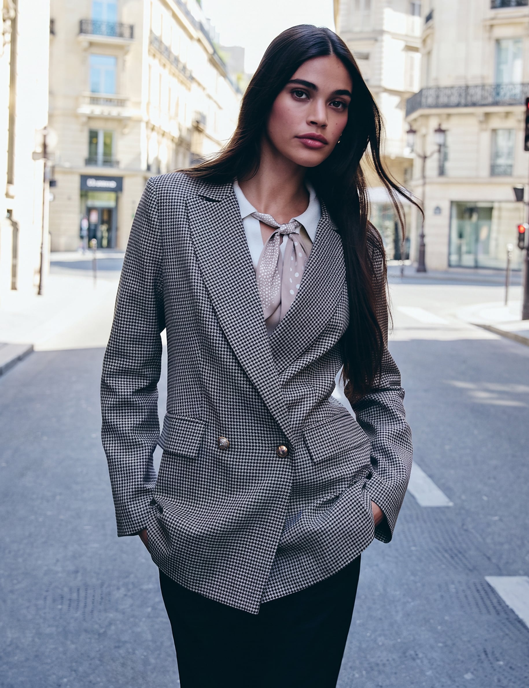 Rechte blazer met reverskraag bruin vrouw