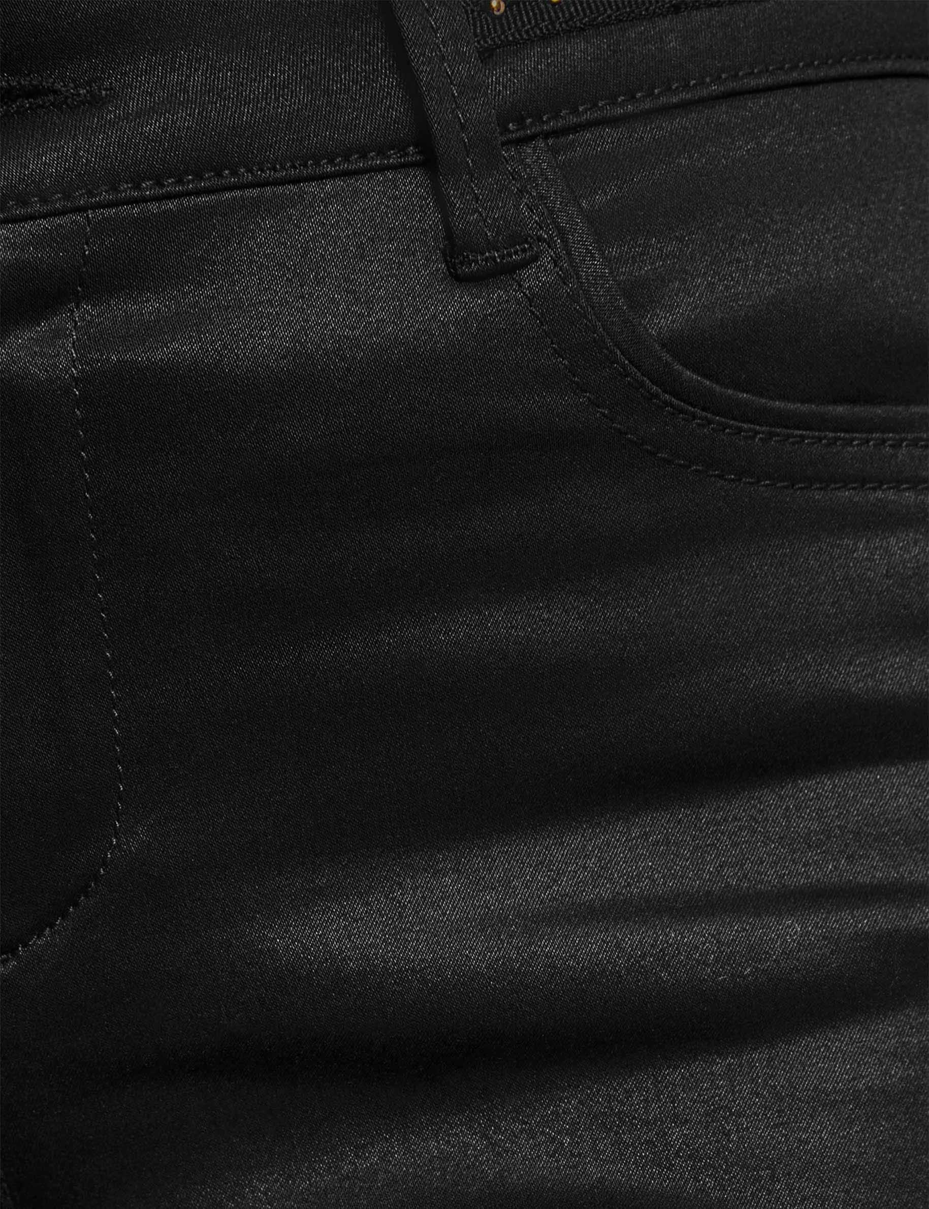 pantalon slim enduit noir femme null