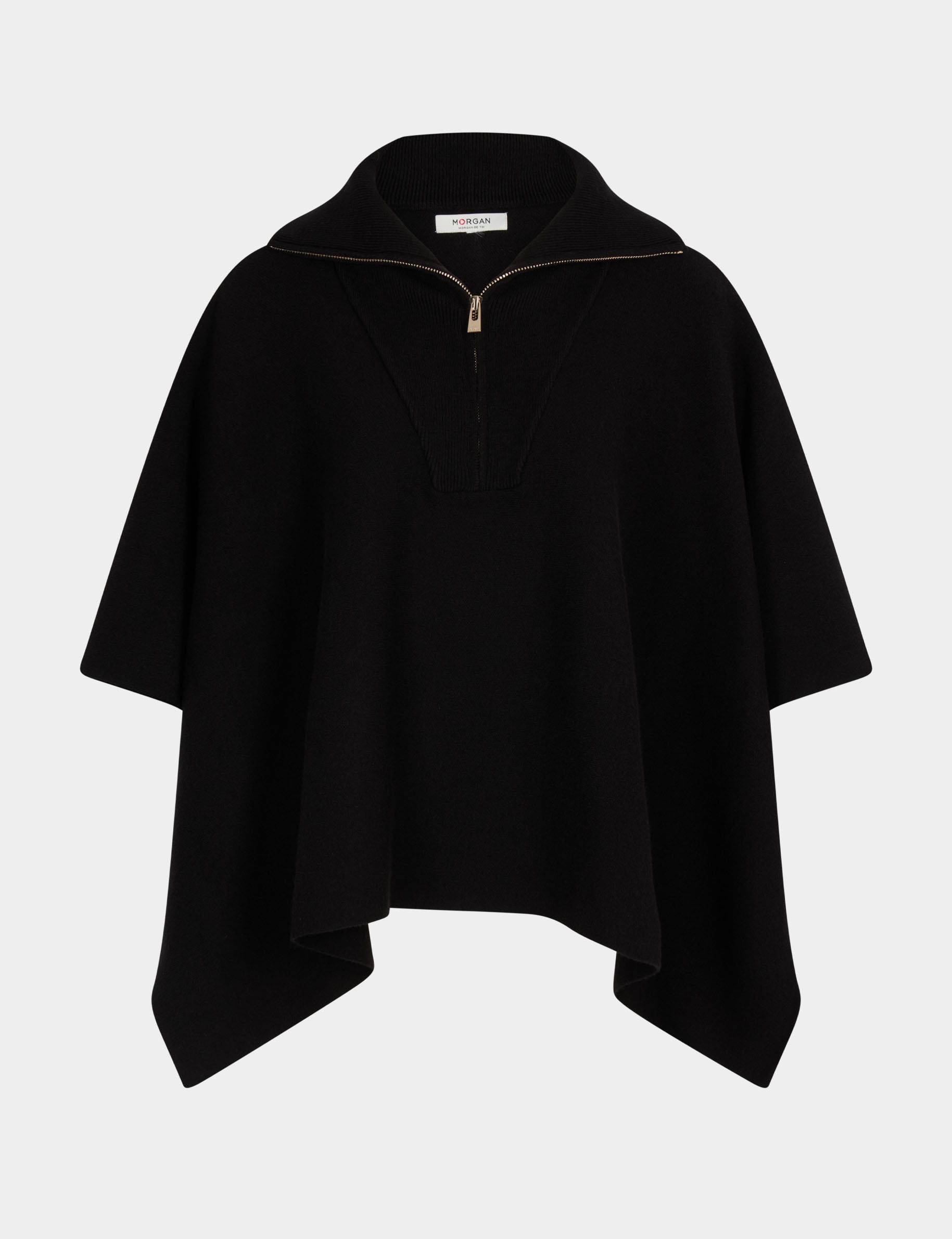 Poncho met open hals zwart vrouw
