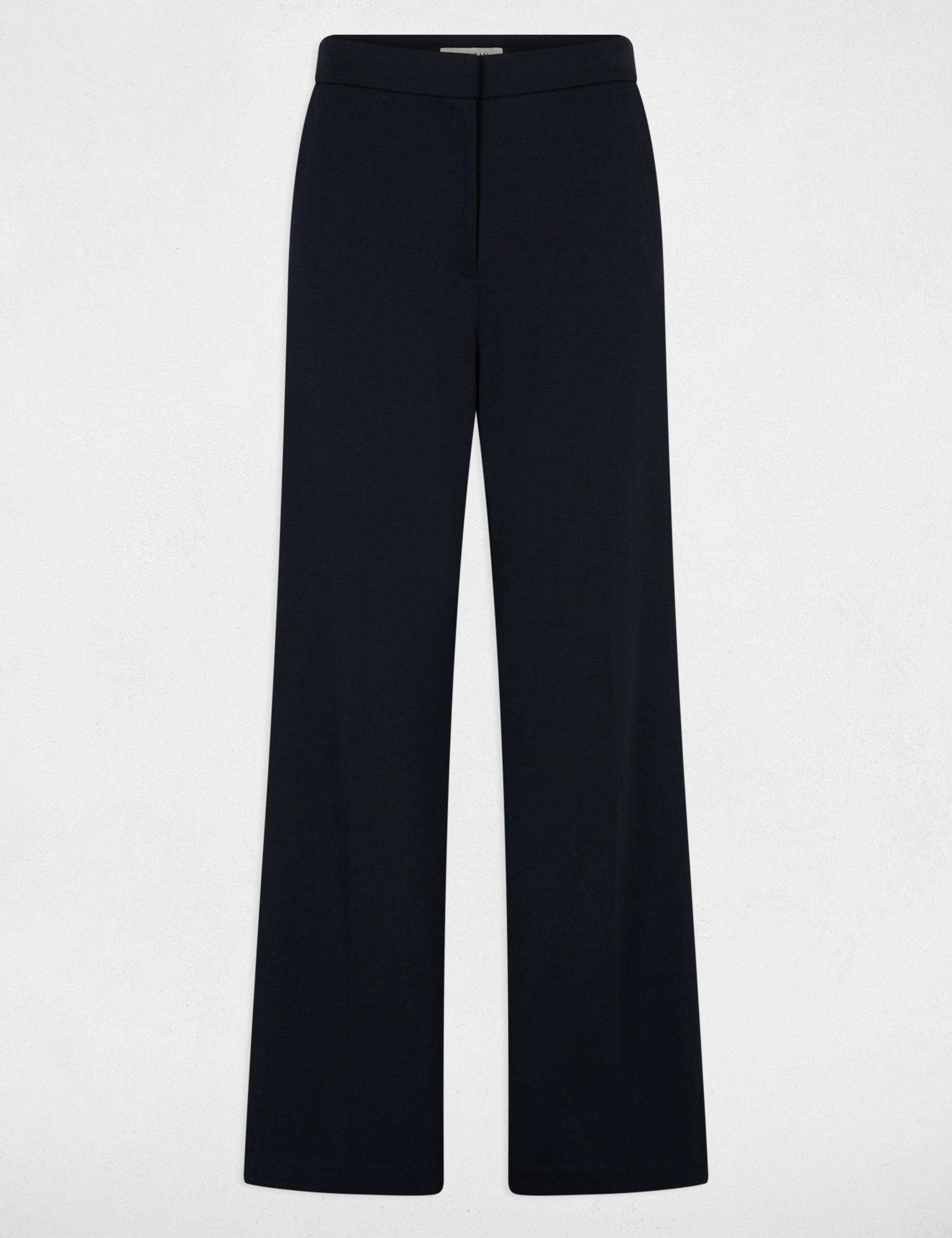 Pantalon large bandes c&ocirc;t&eacute;s bleu marine femme