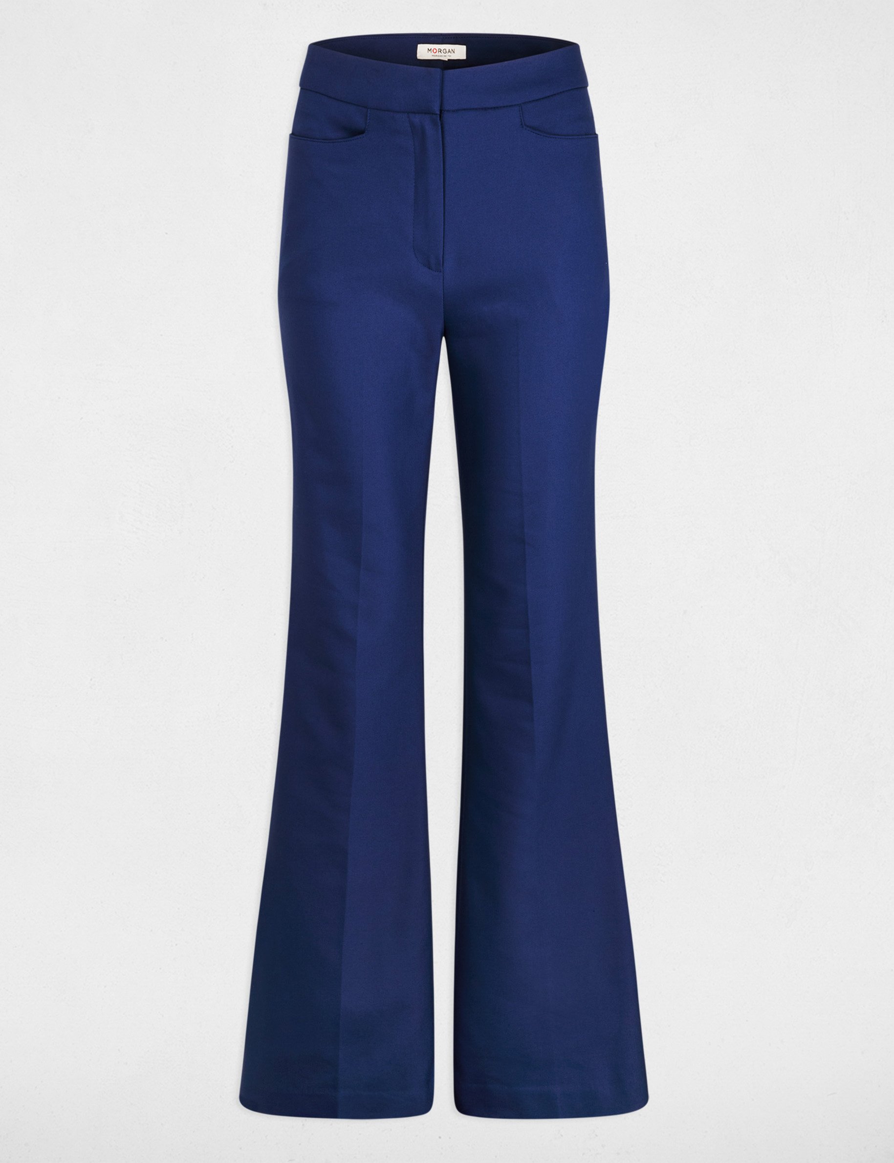 Pantalon flare &agrave; pinces bleu marine femme