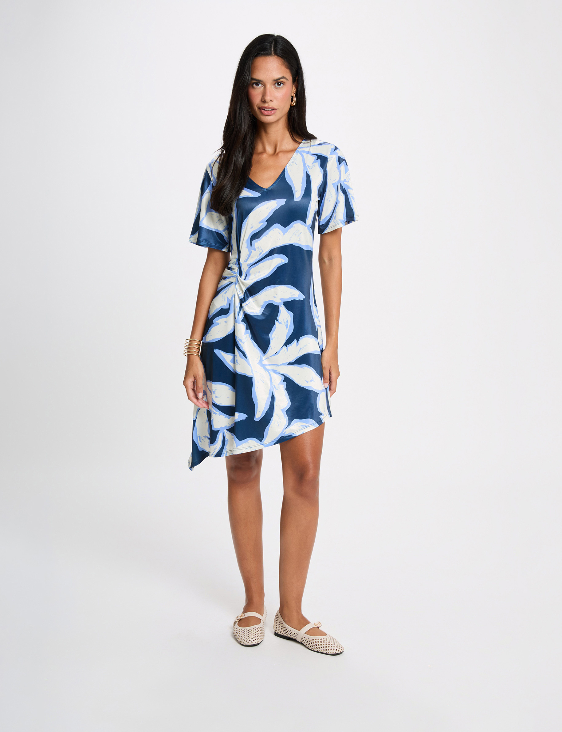 Asymmetrische jurk met print meerkleurig vrouw