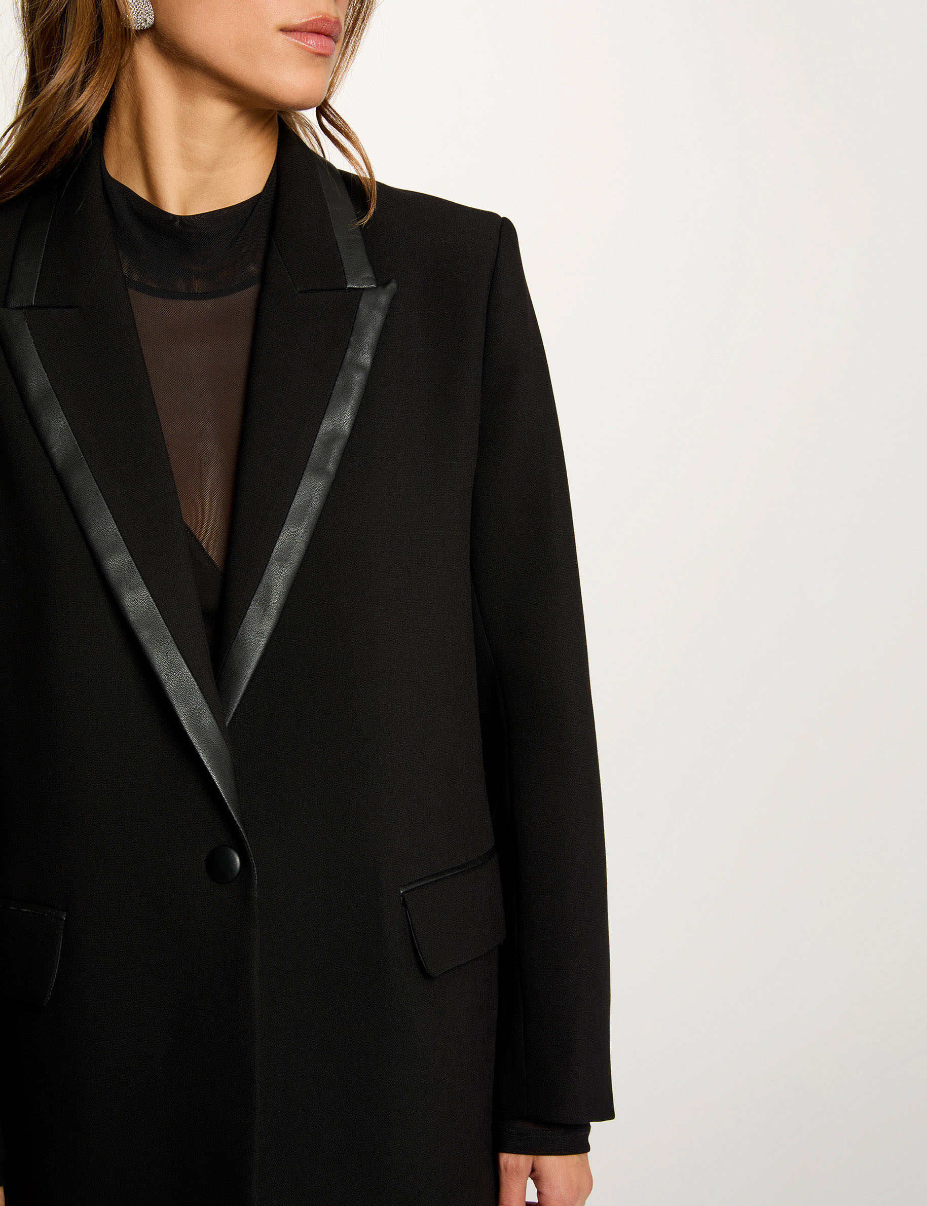Blazer col tailleur noir femme