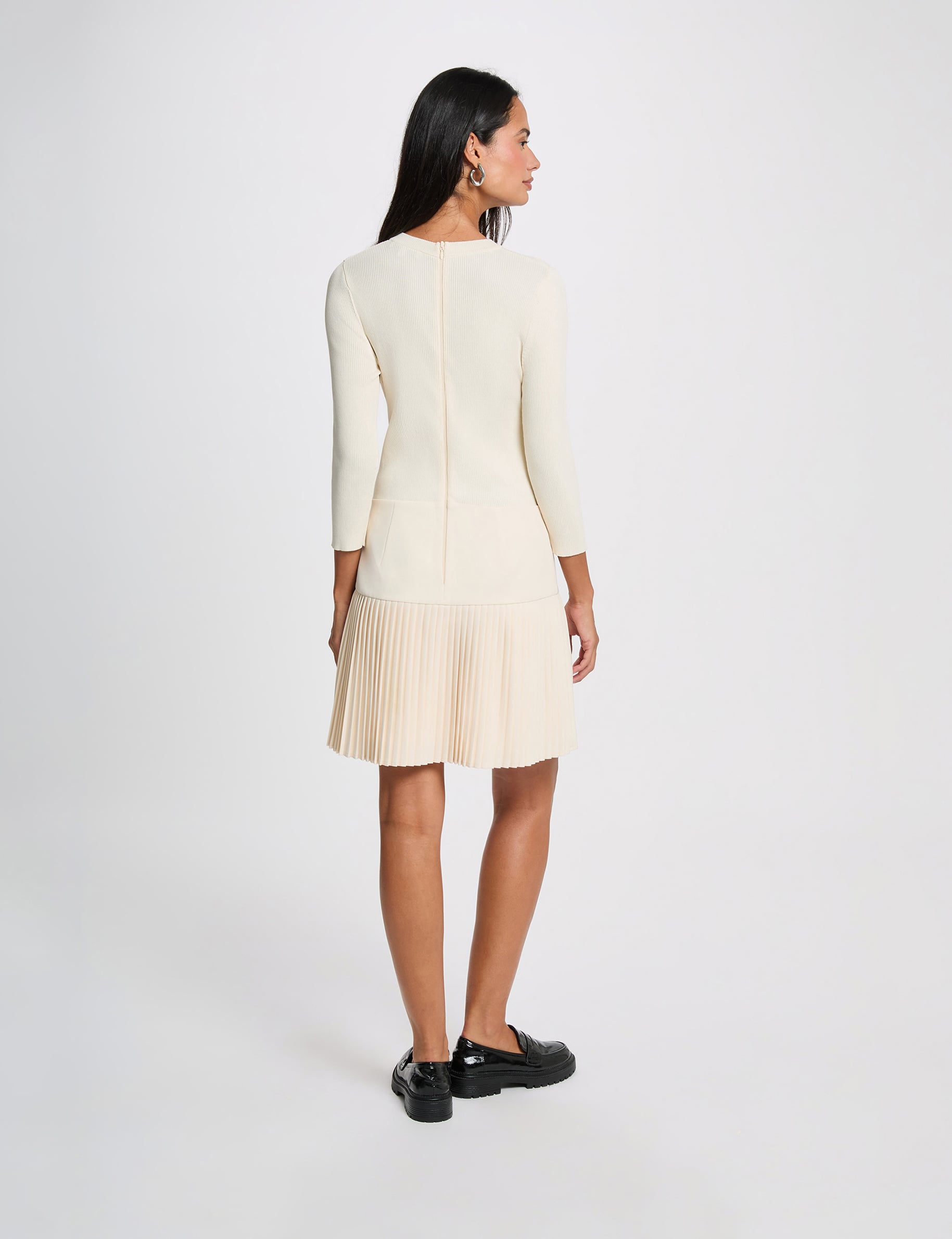 Robe pliss&eacute;e 2-en-1 ivoire femme