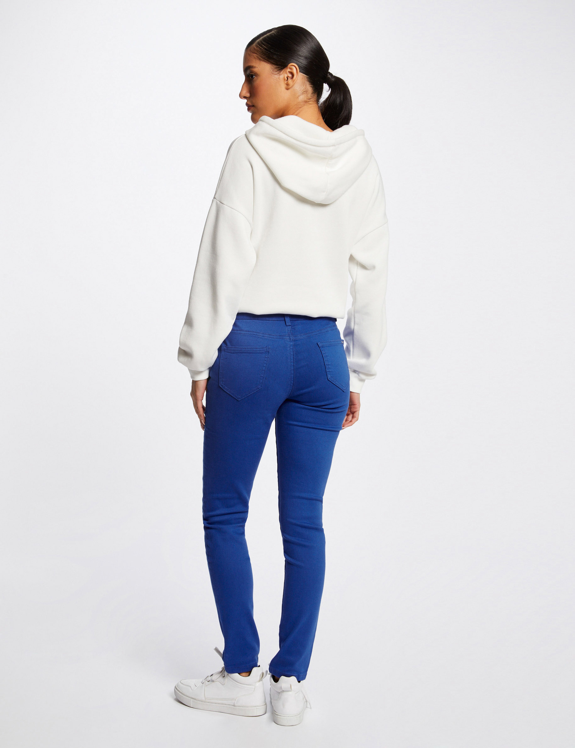 Pantalon skinny taille basse bleu moyen femme