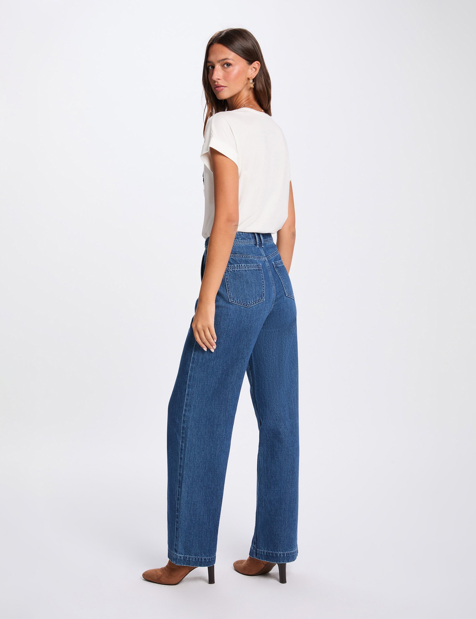 T-shirt droit col rond blanc femme