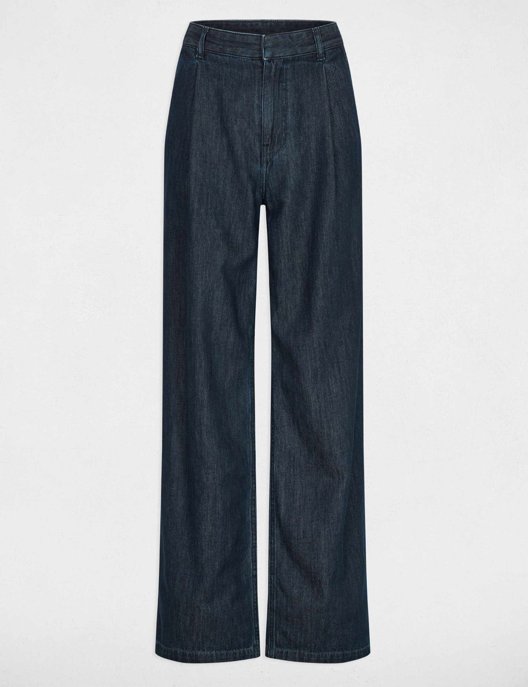 Hoge taille wijde broek ruw denim vrouw