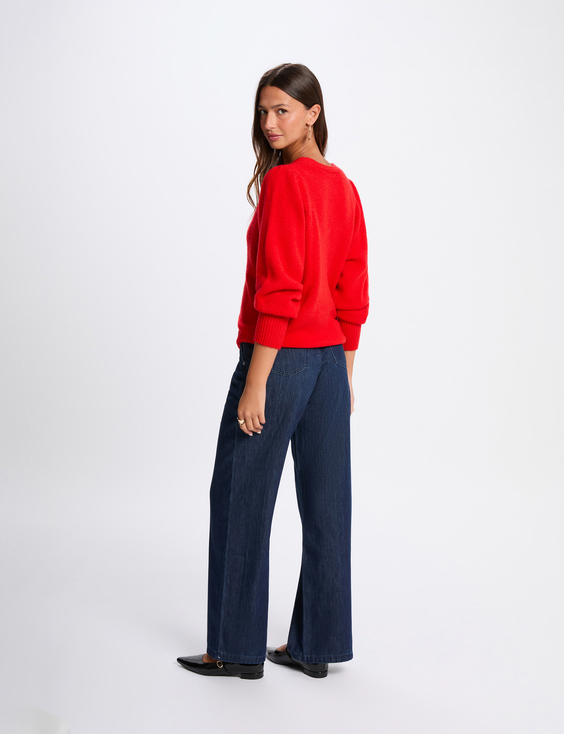 Vest met pofmouwen rood vrouw